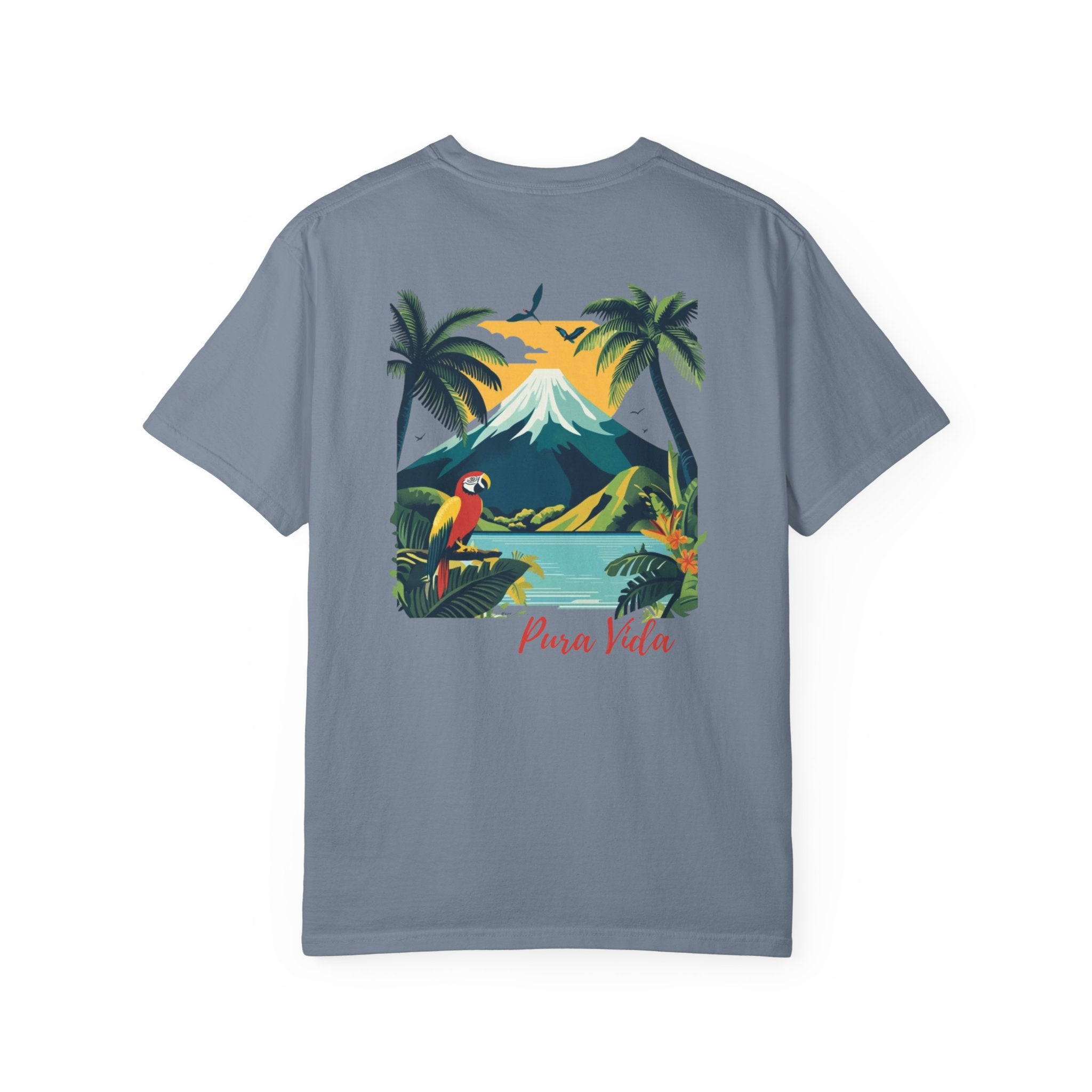 Costa Rica Volcano Jungle Macaw Graphic Tee