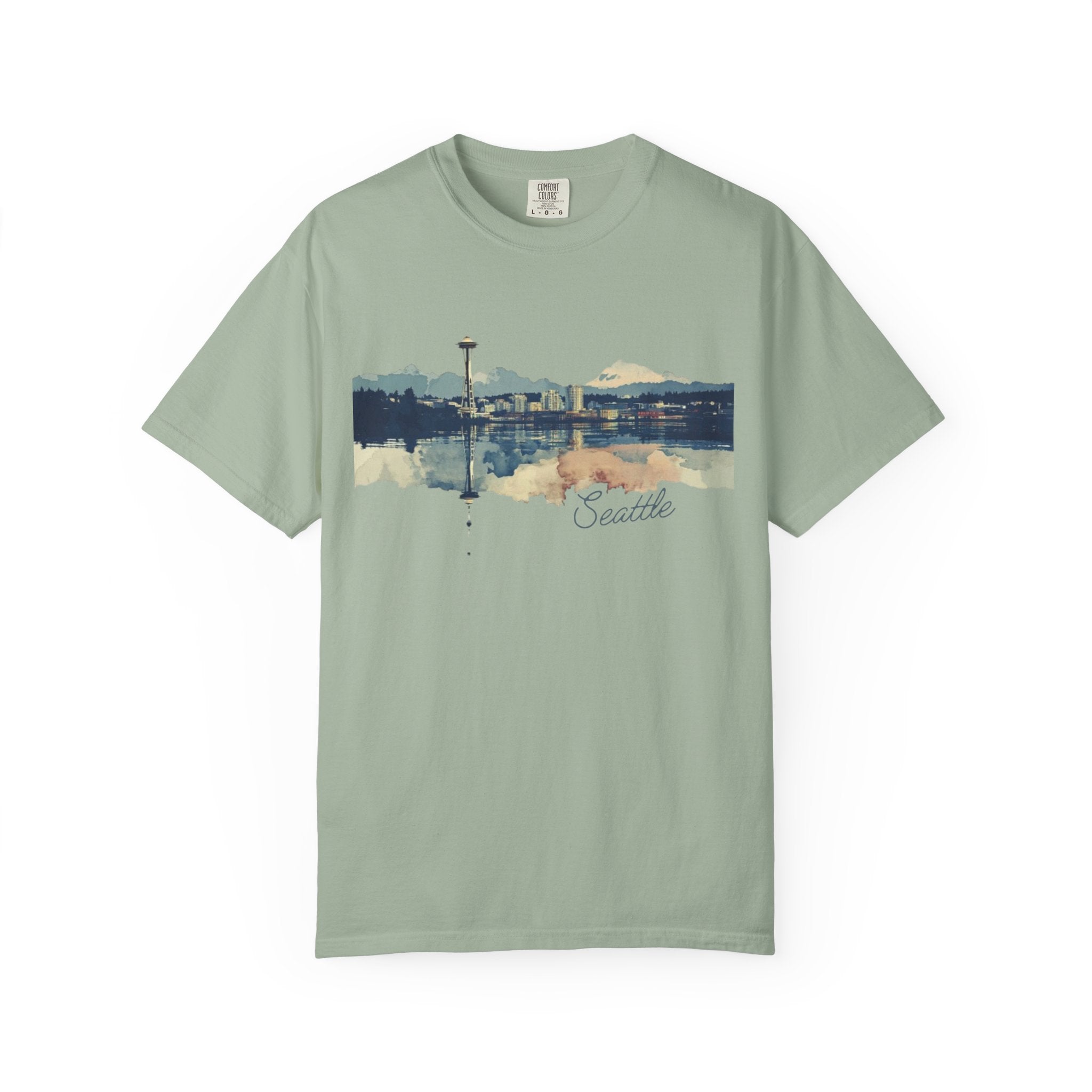 Seattle Cityscape Mountain Waterfront Tee
