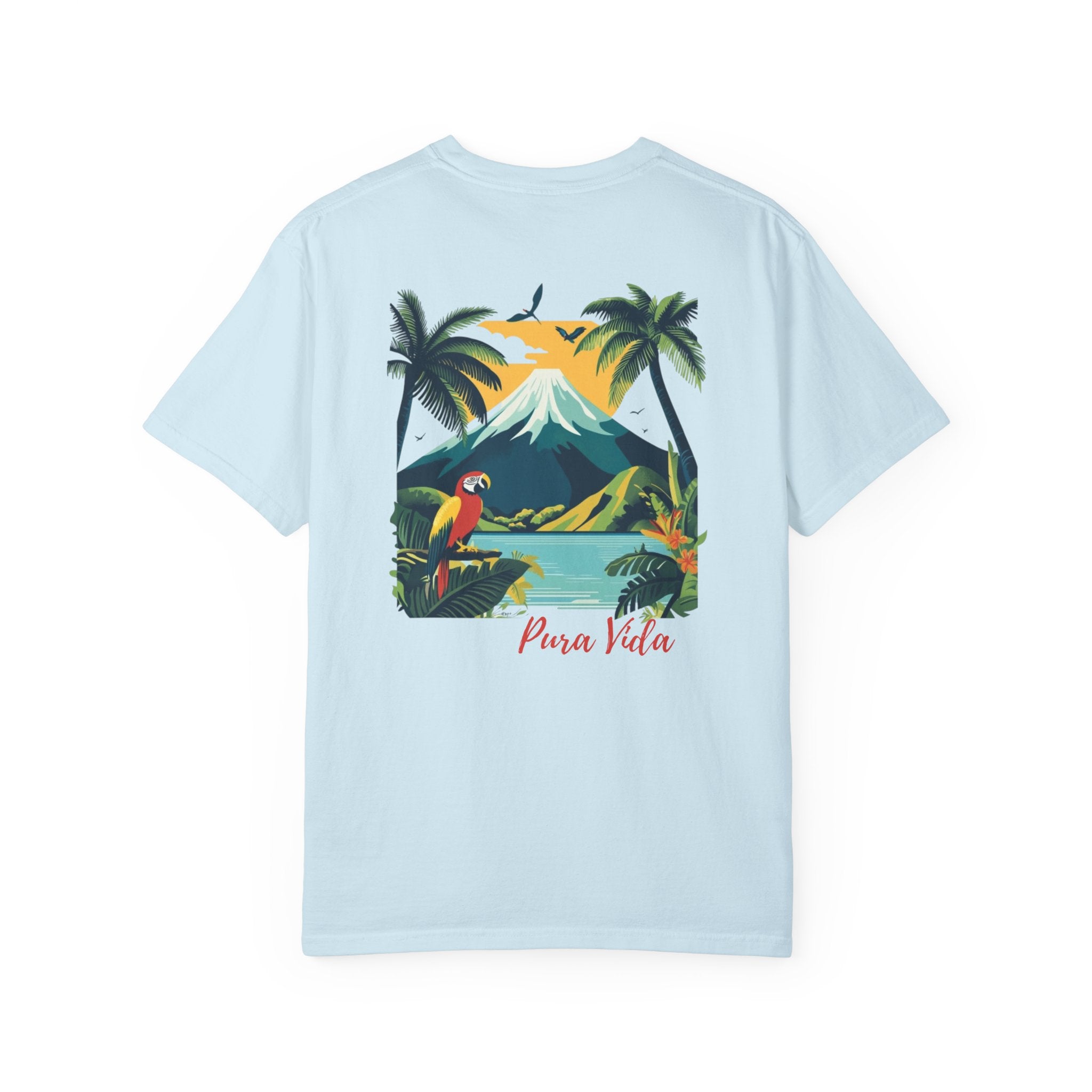 Costa Rica Volcano Jungle Macaw Graphic Tee
