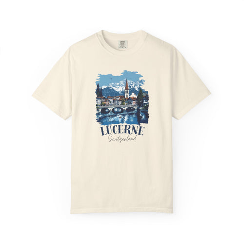 Lucerne Switzerland Chapel Bridge Alpine Lake Tee