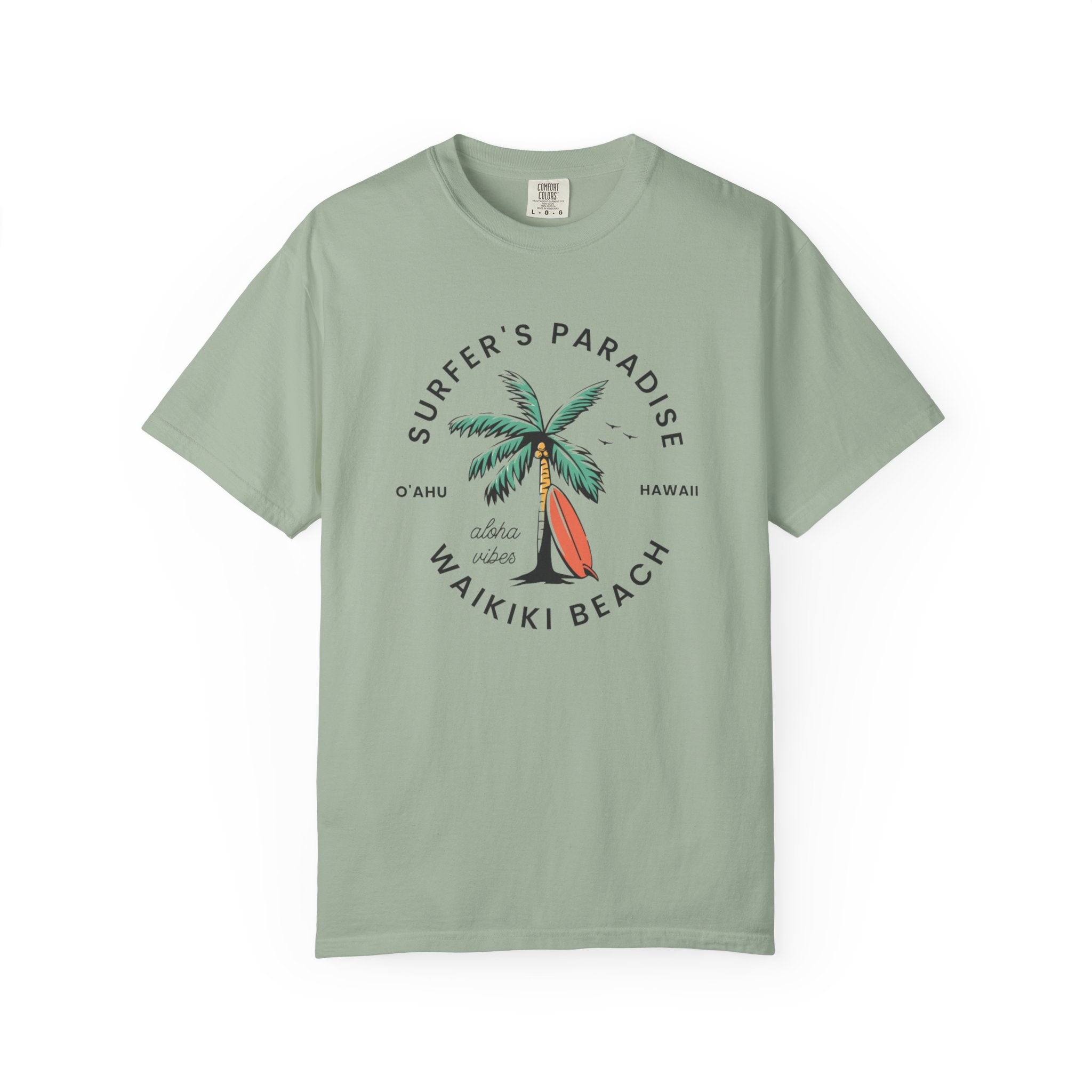 Waikiki Beach Hawaii Aloha Vibes Surf Paradise Tee