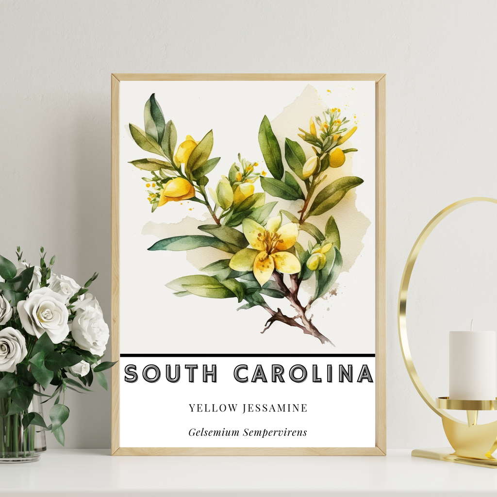 South Carolina State Flower Poster - Yellow Jessamine Print