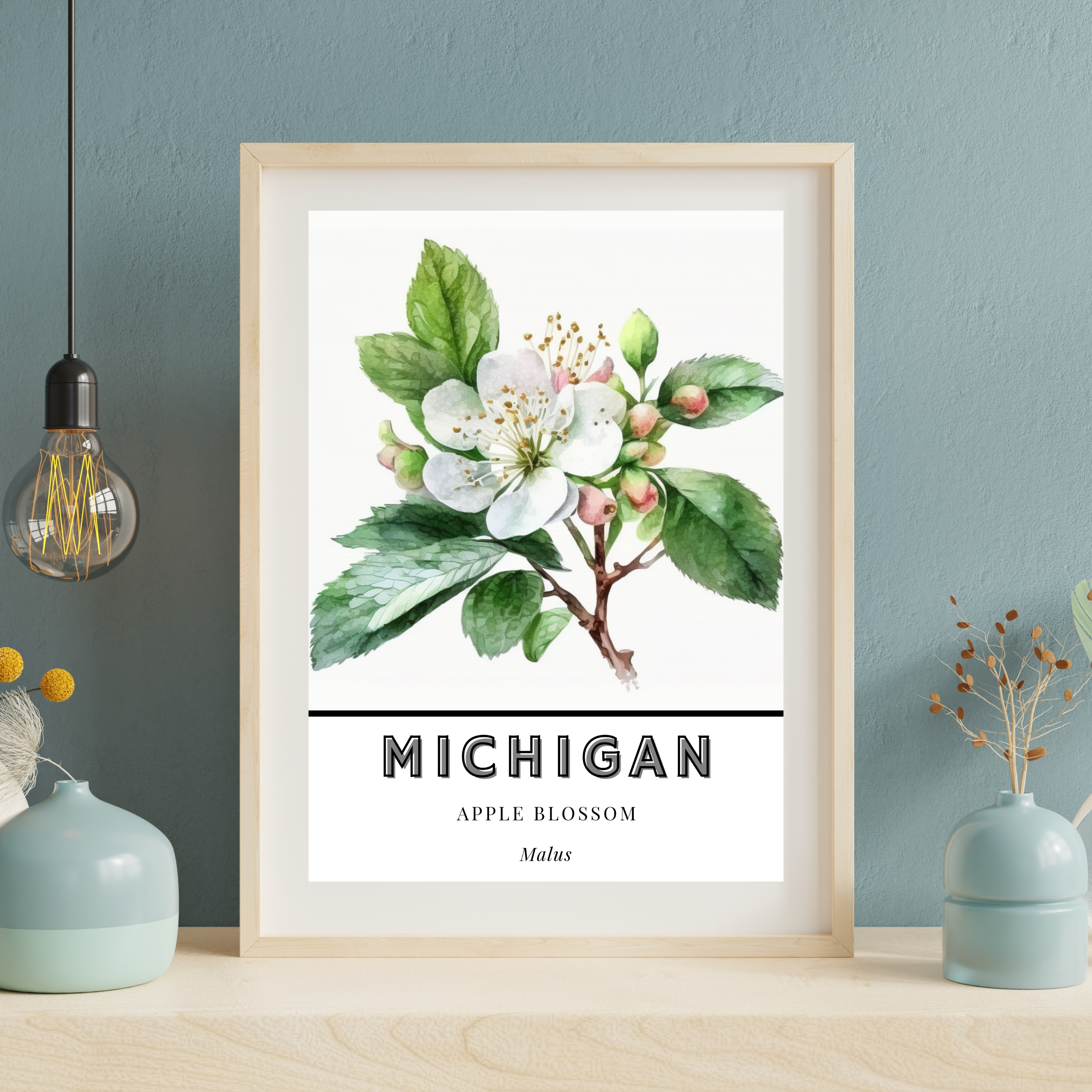 Michigan State Flower Poster - Apple Blossom Print