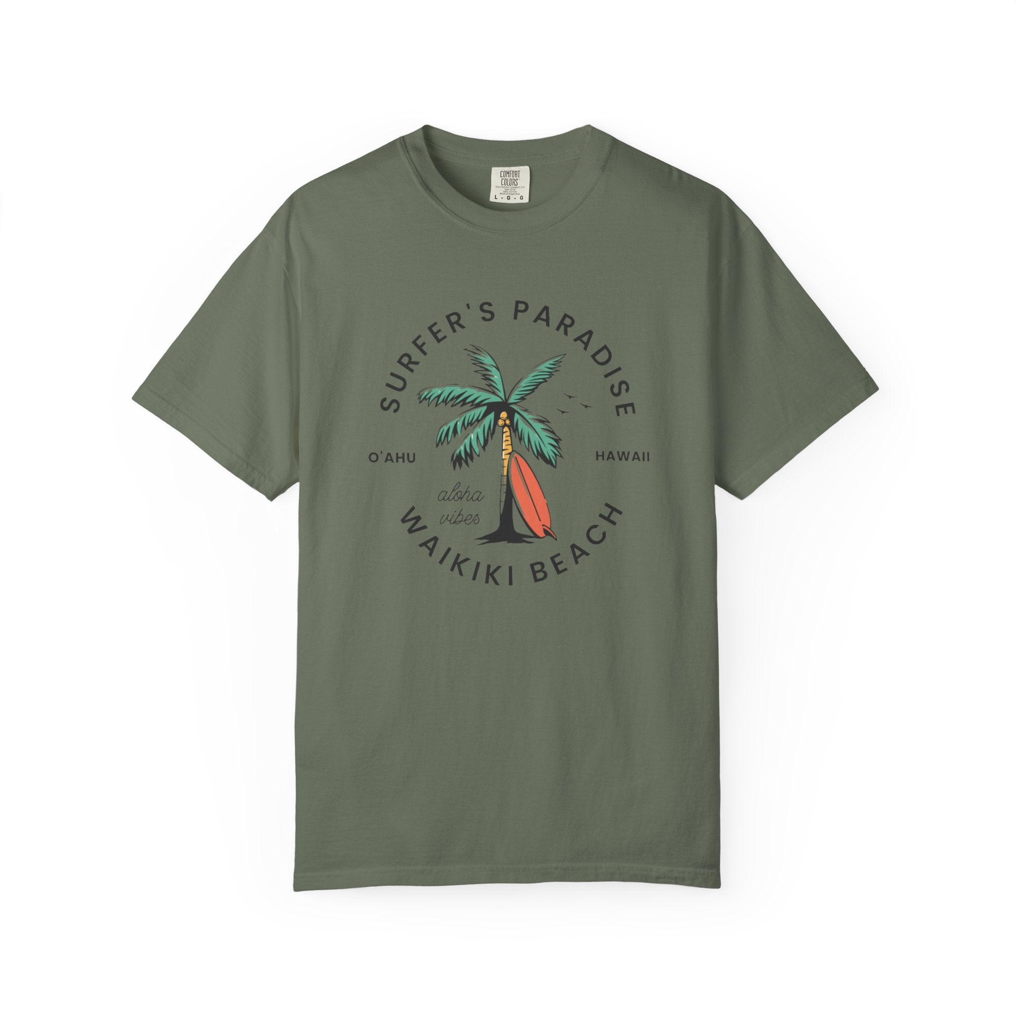 Waikiki Beach Hawaii Aloha Vibes Surf Paradise Tee