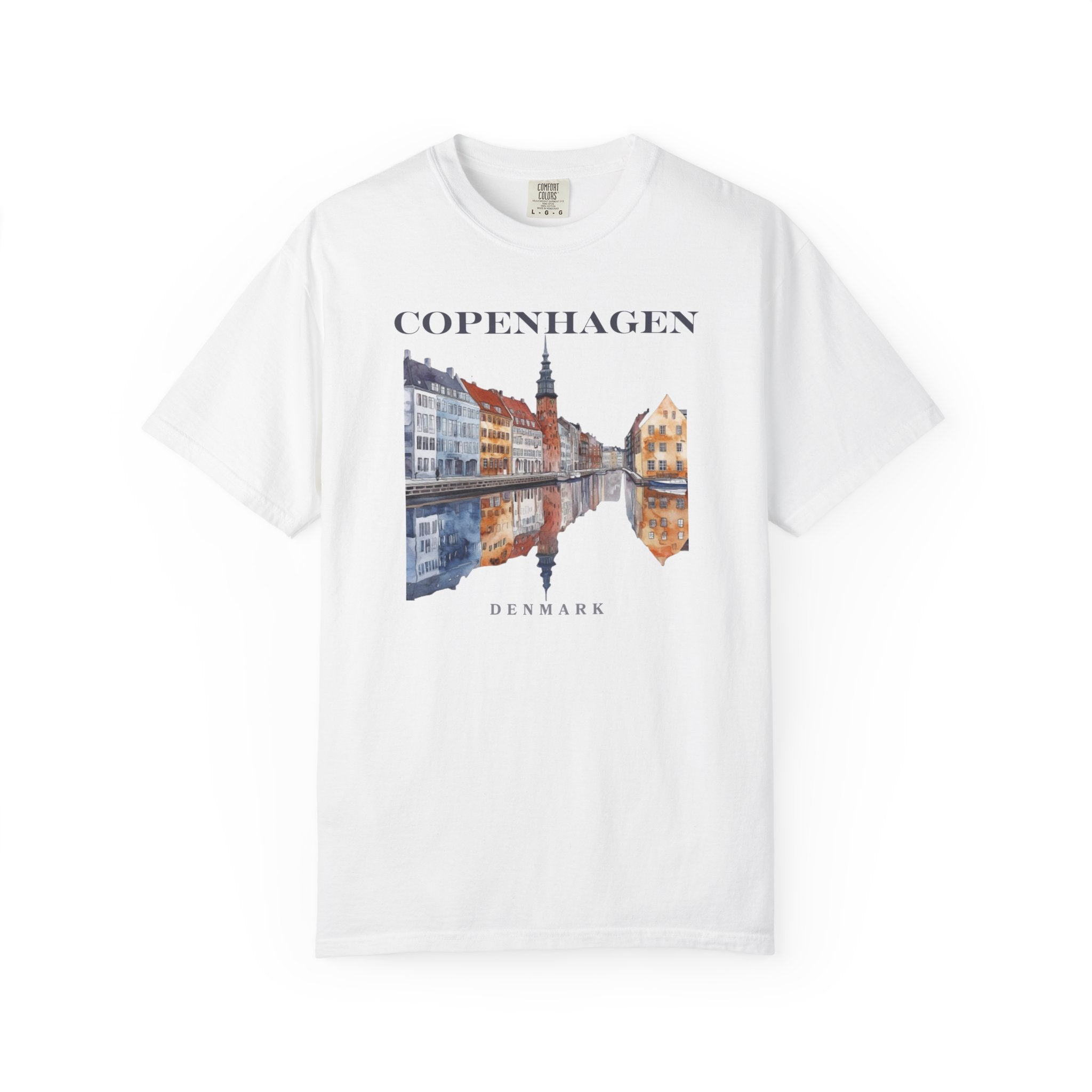 Copenhagen Denmark Riverfront Canal Colorful Tee