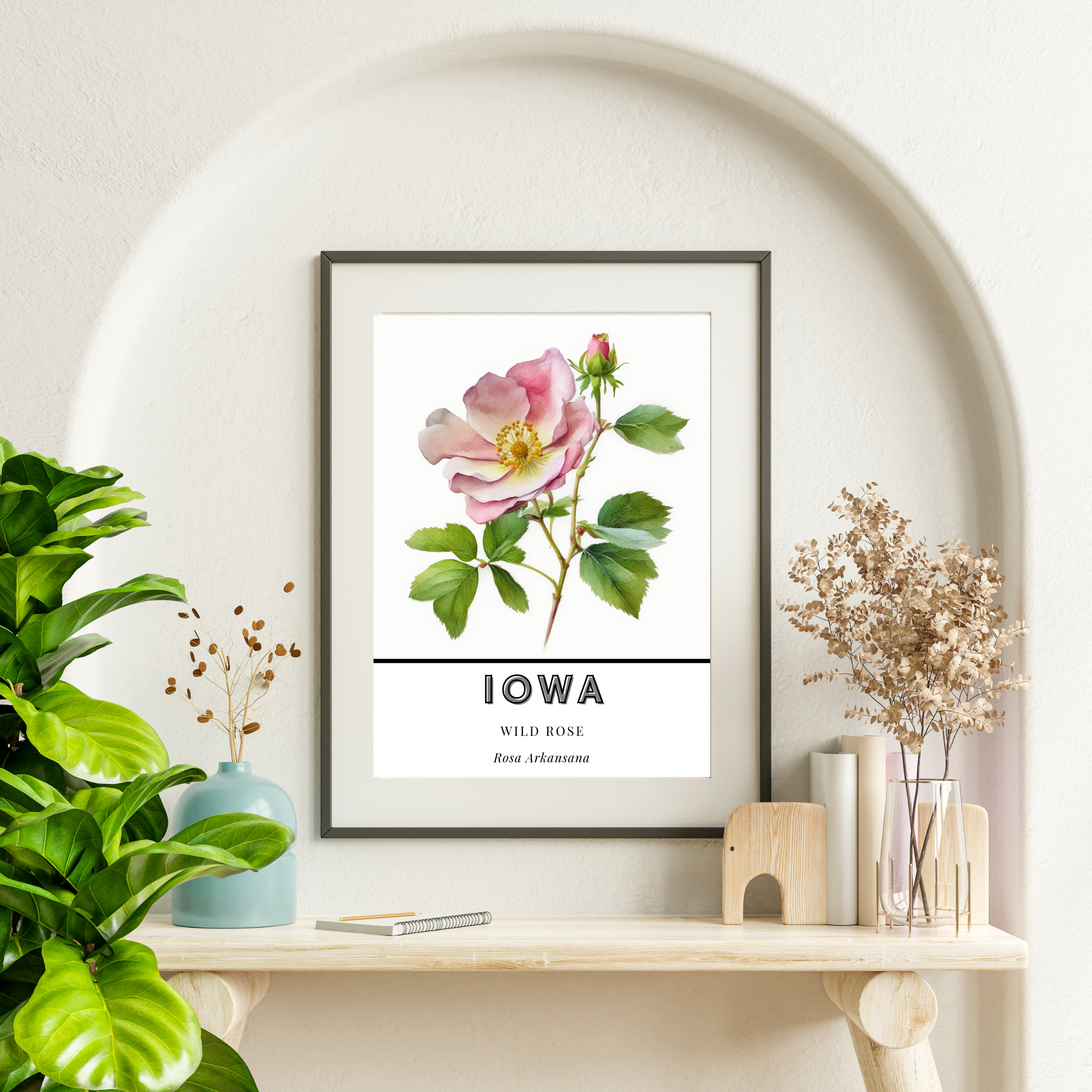 Iowa State Flower Poster - Wild Prairie Rose Print