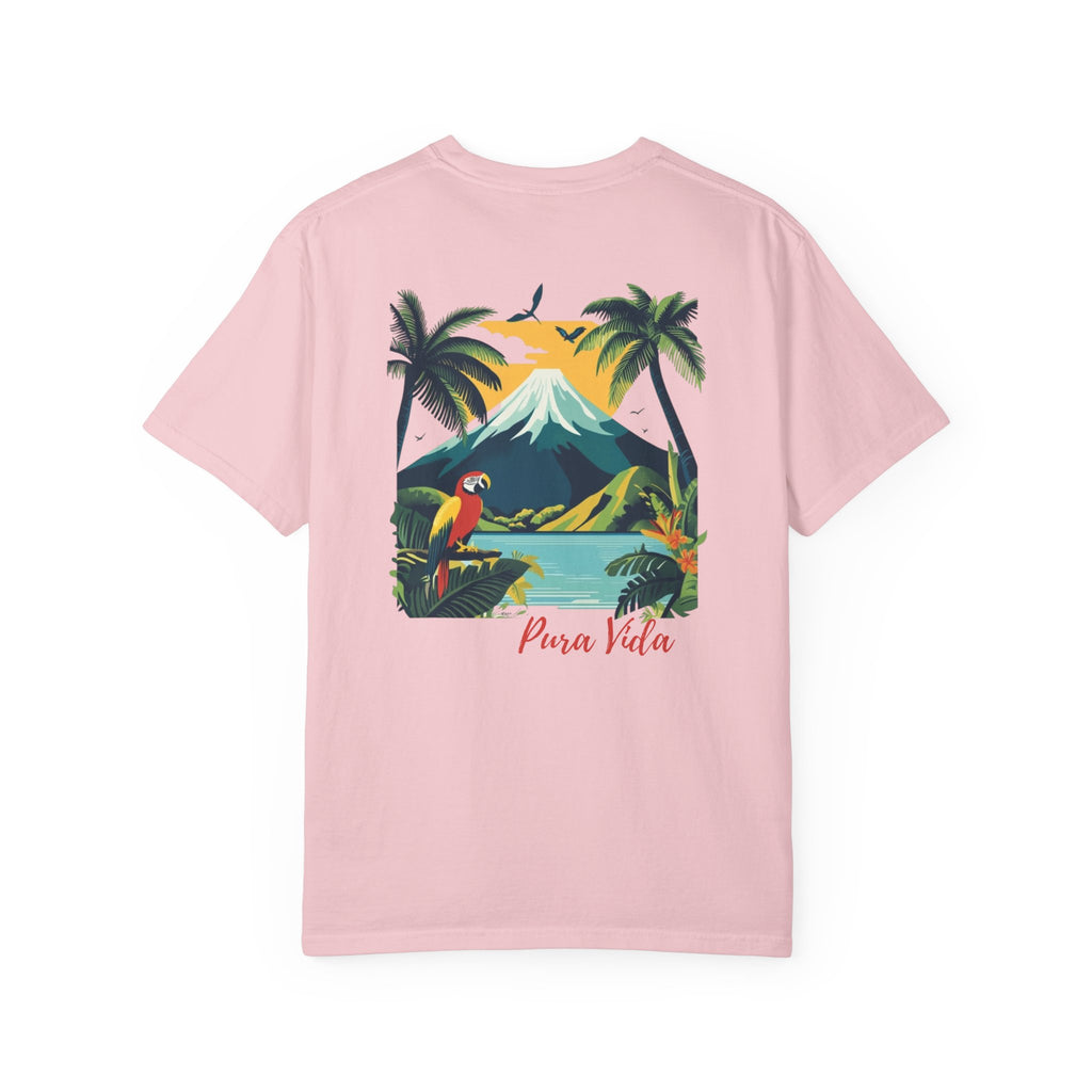 Costa Rica Volcano Jungle Macaw Graphic Tee