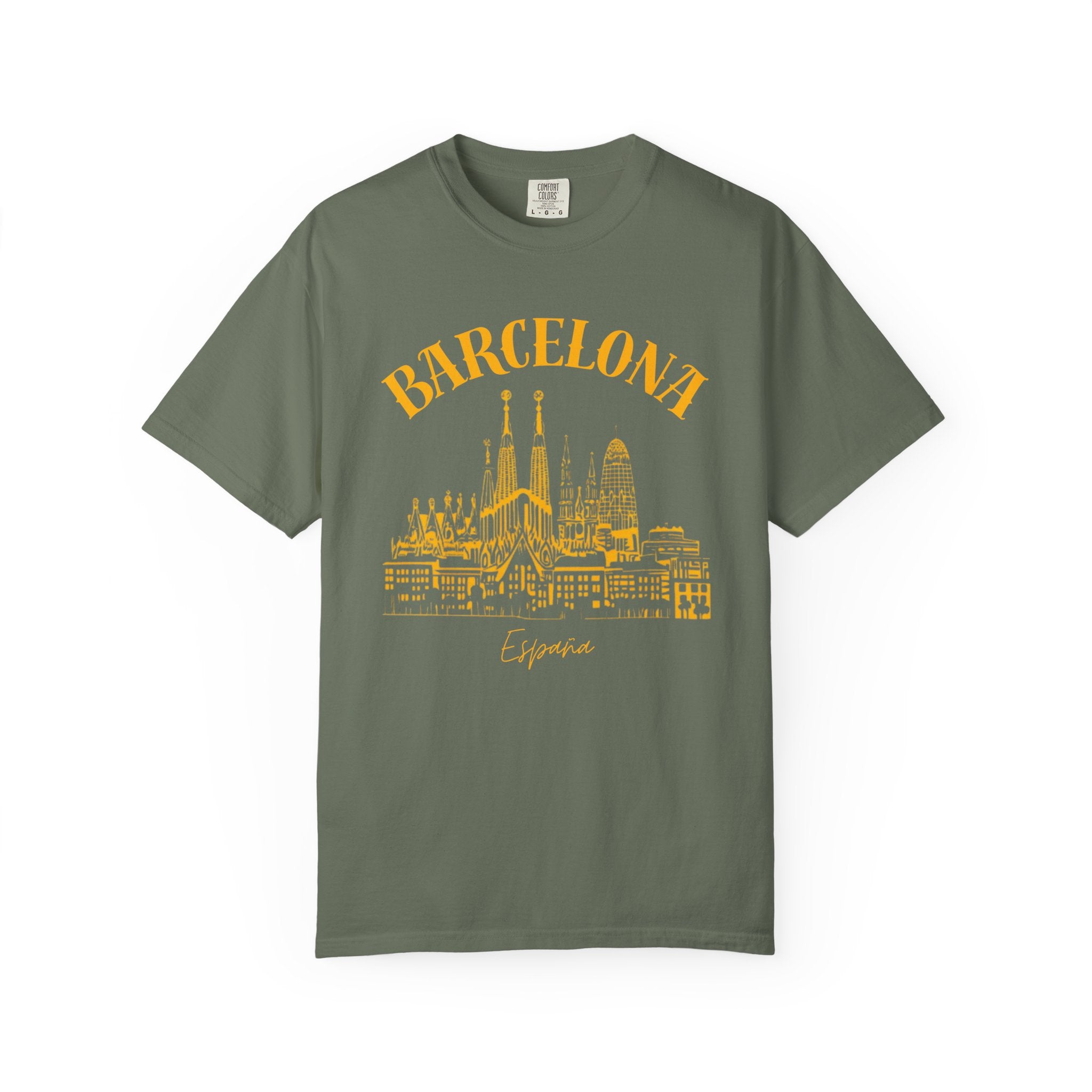 Barcelona Spain Minimalist Skyline Travel Tee