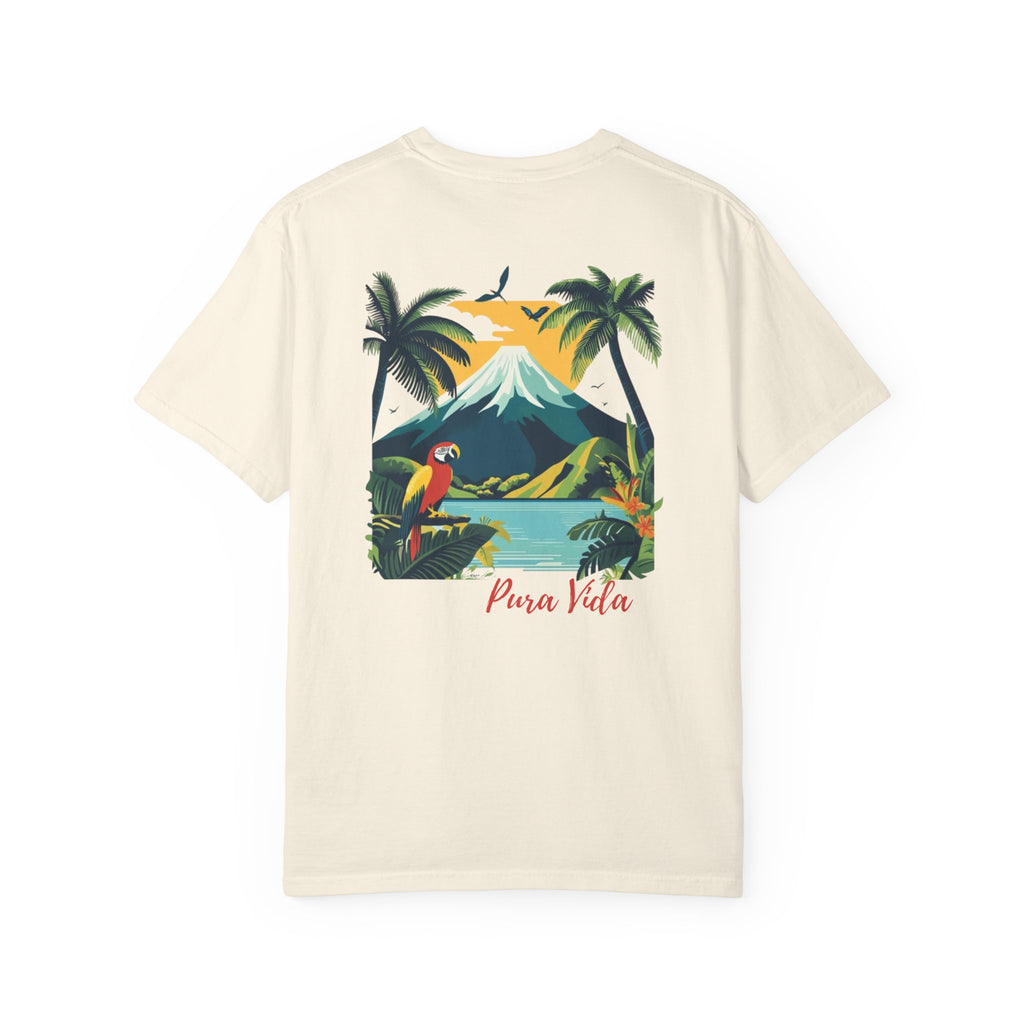 Costa Rica Volcano Jungle Macaw Graphic Tee