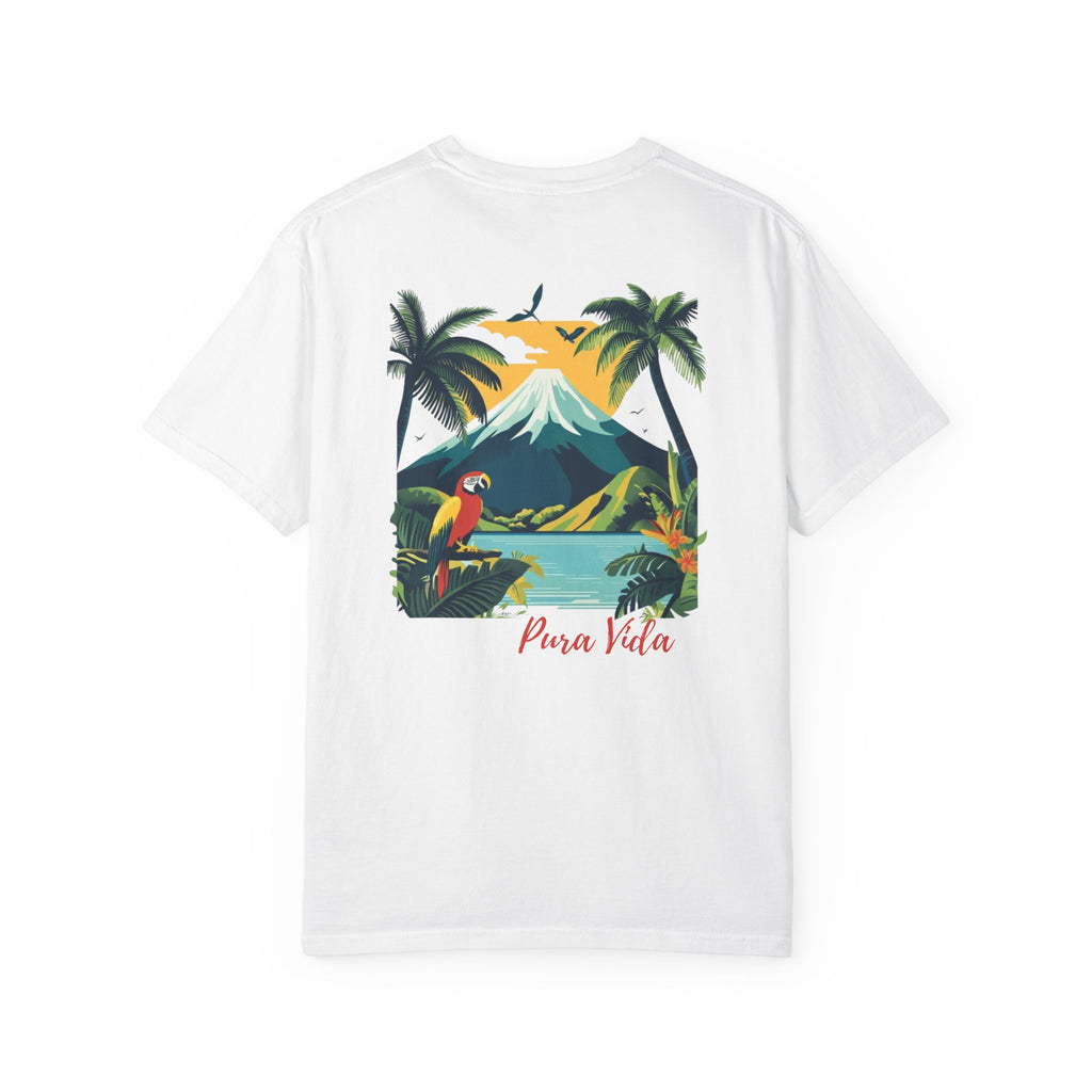 Costa Rica Volcano Jungle Macaw Graphic Tee