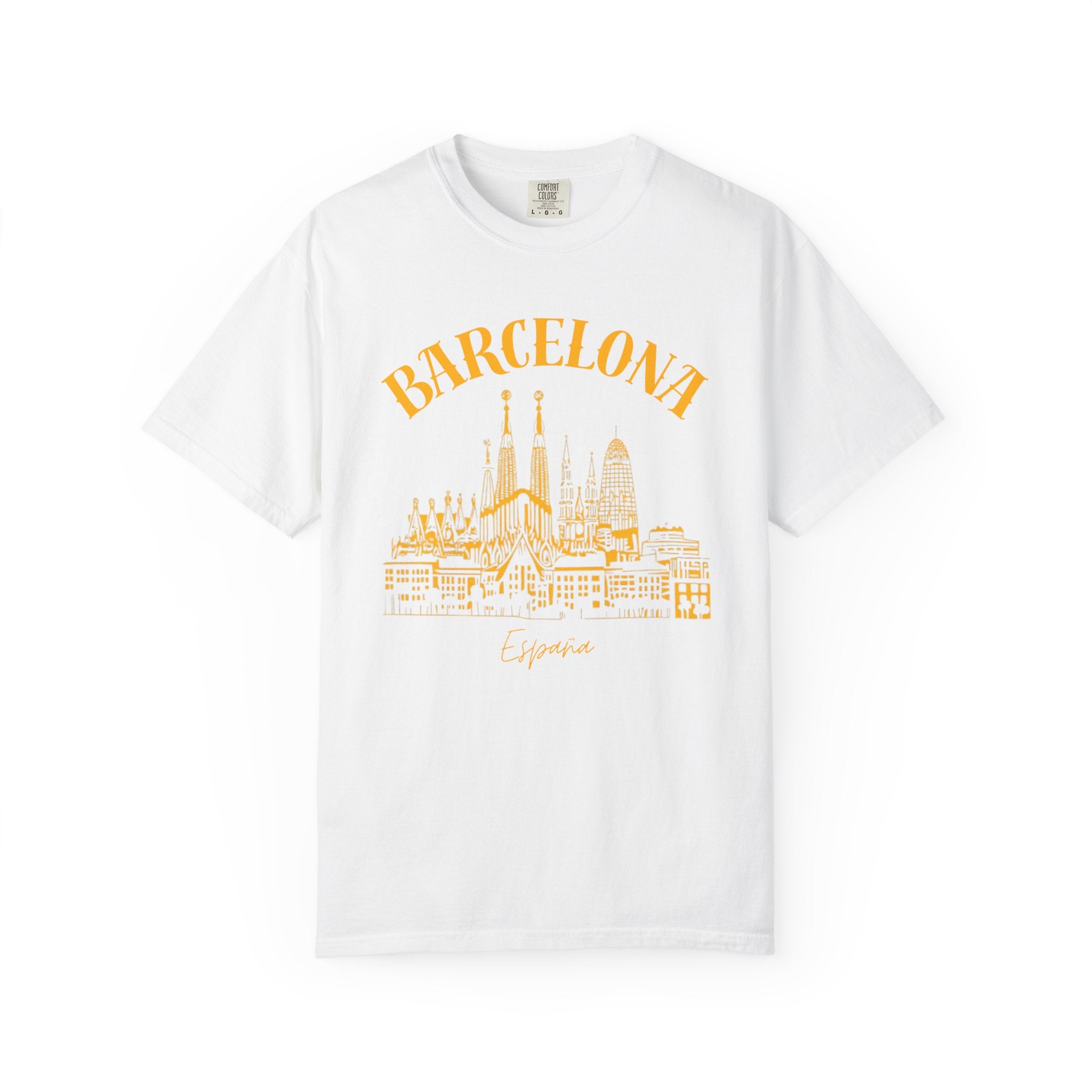 Barcelona Spain Minimalist Skyline Travel Tee
