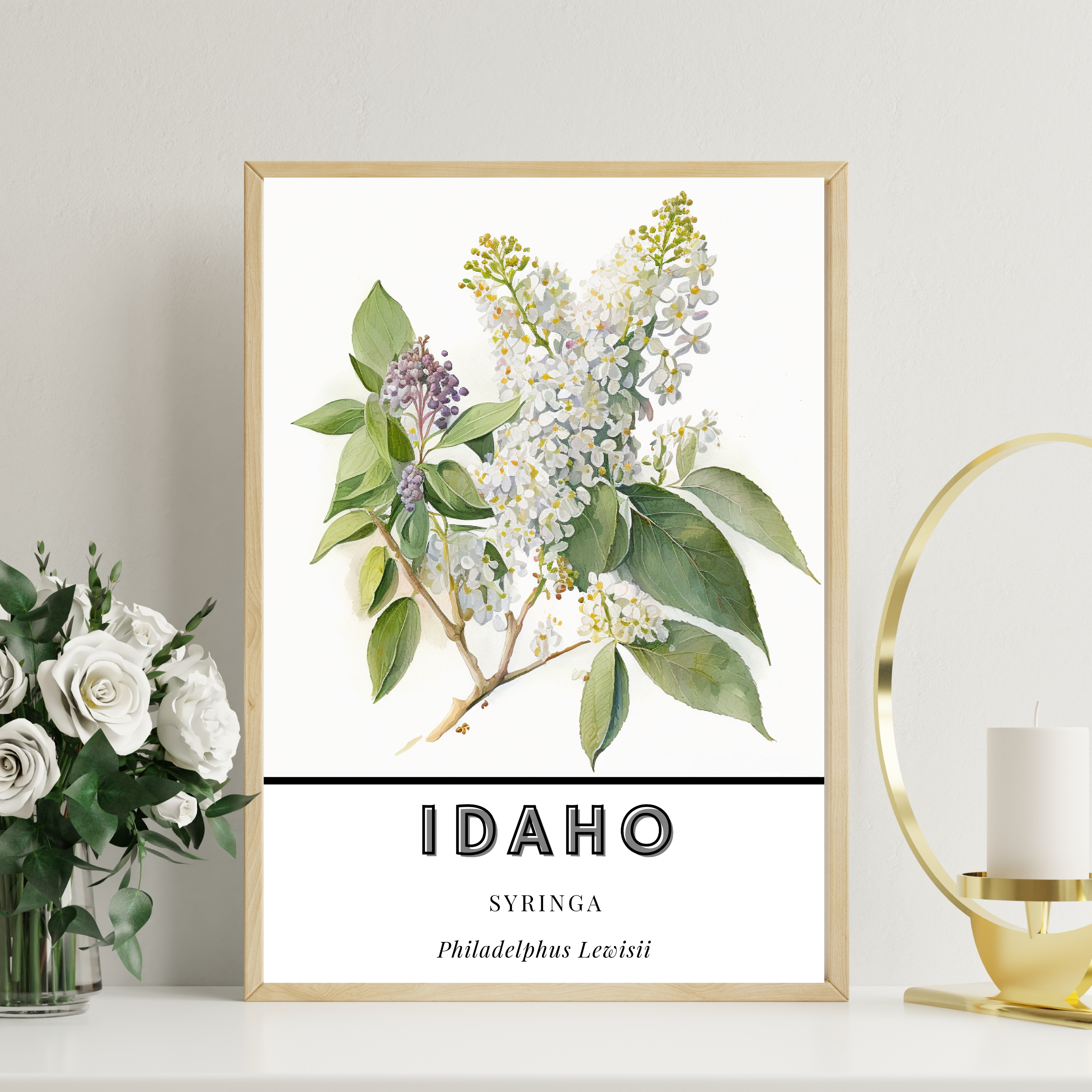 Idaho State Flower Poster - Syringa Mock Orange Print