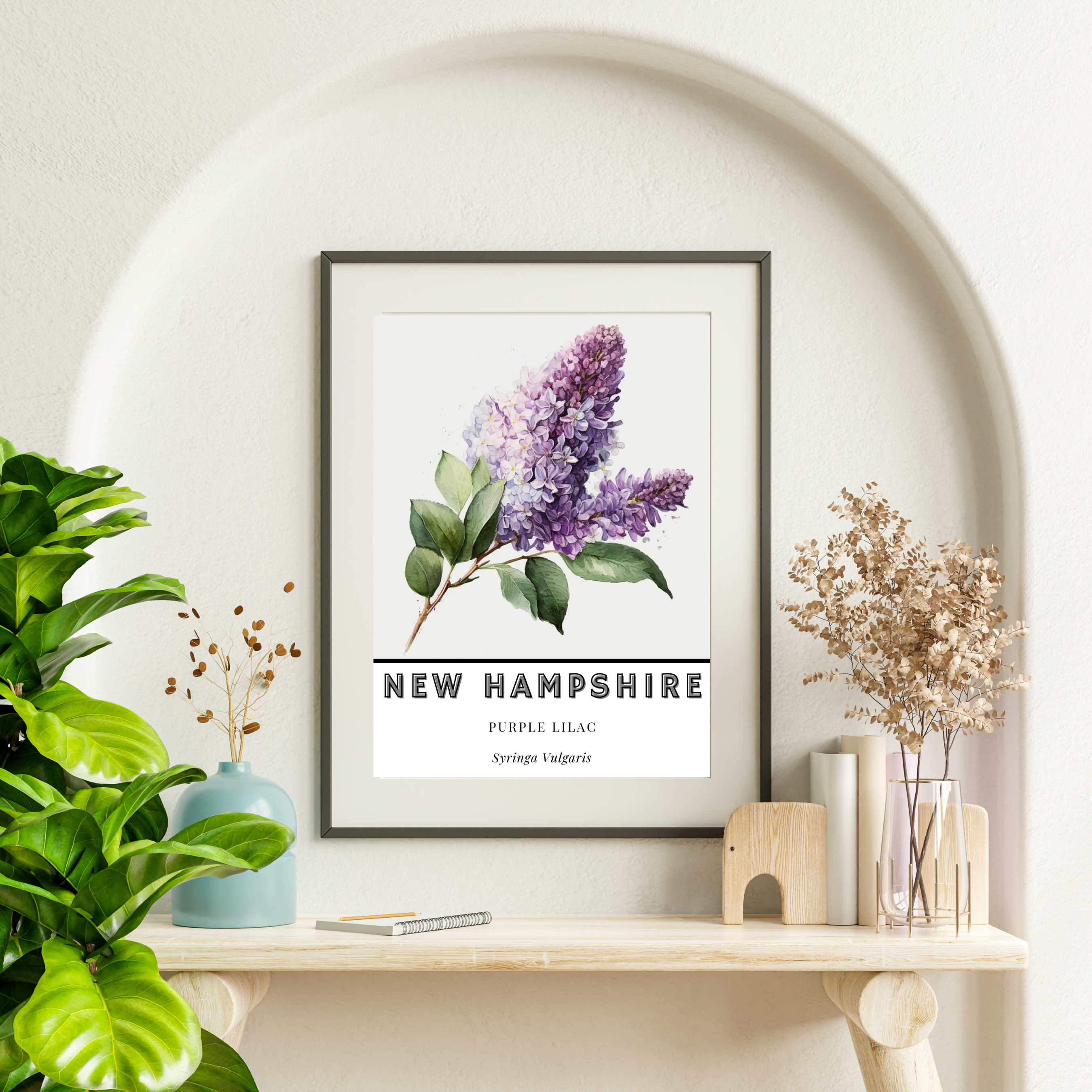 New Hampshire State Flower Poster - Purple Lilac Print