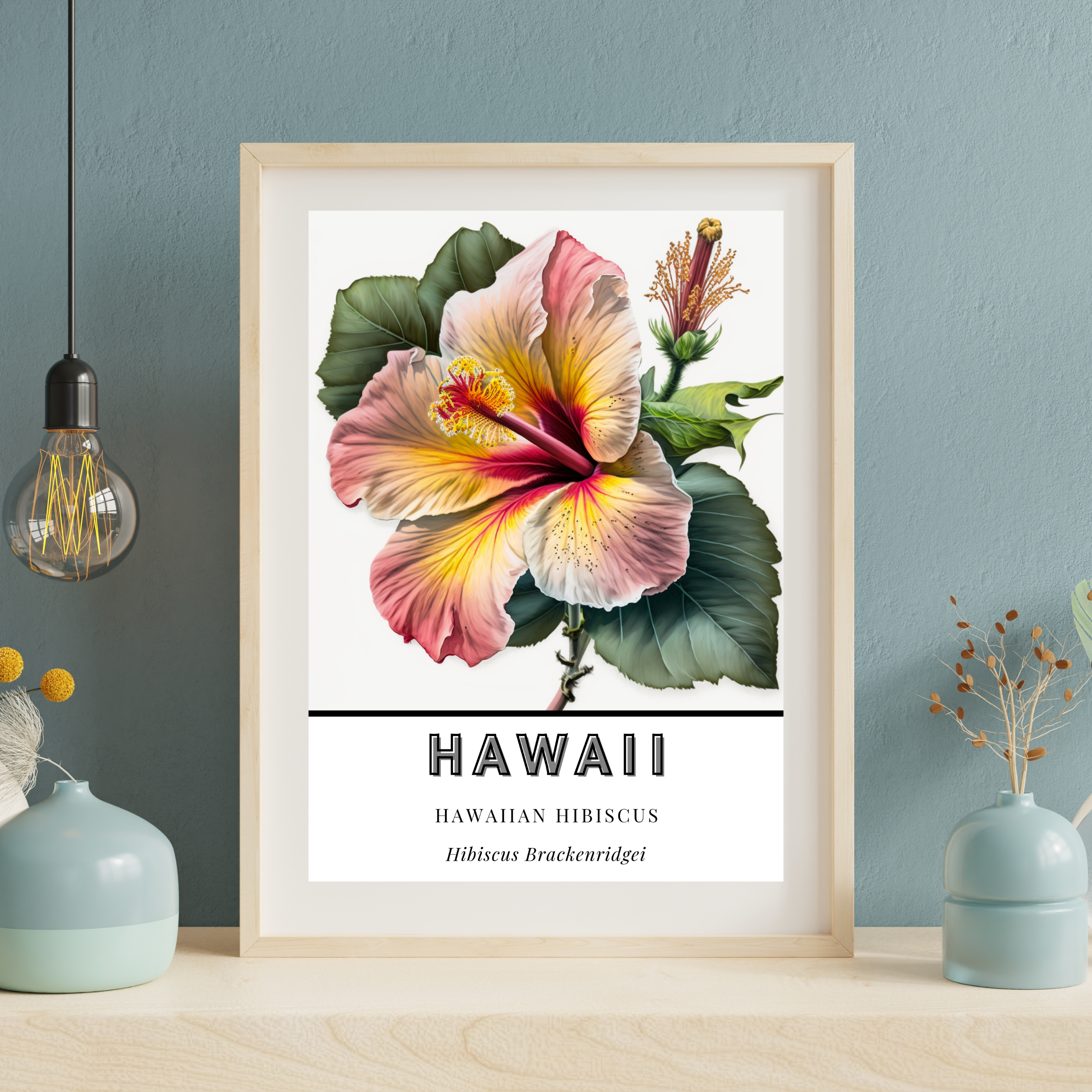 Hawaii State Flower Poster - Hibiscus Watercolor Print