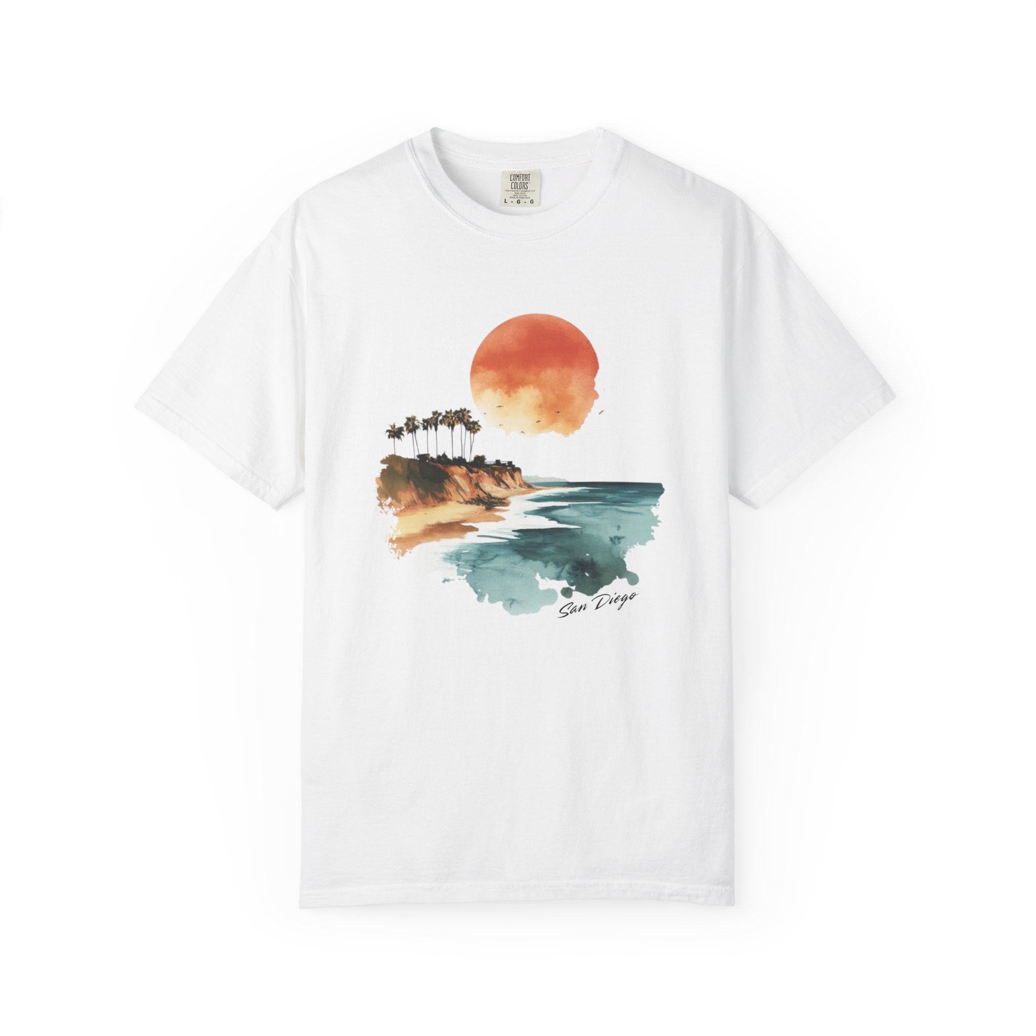 San Diego Sunset Cliffside Watercolor Tee