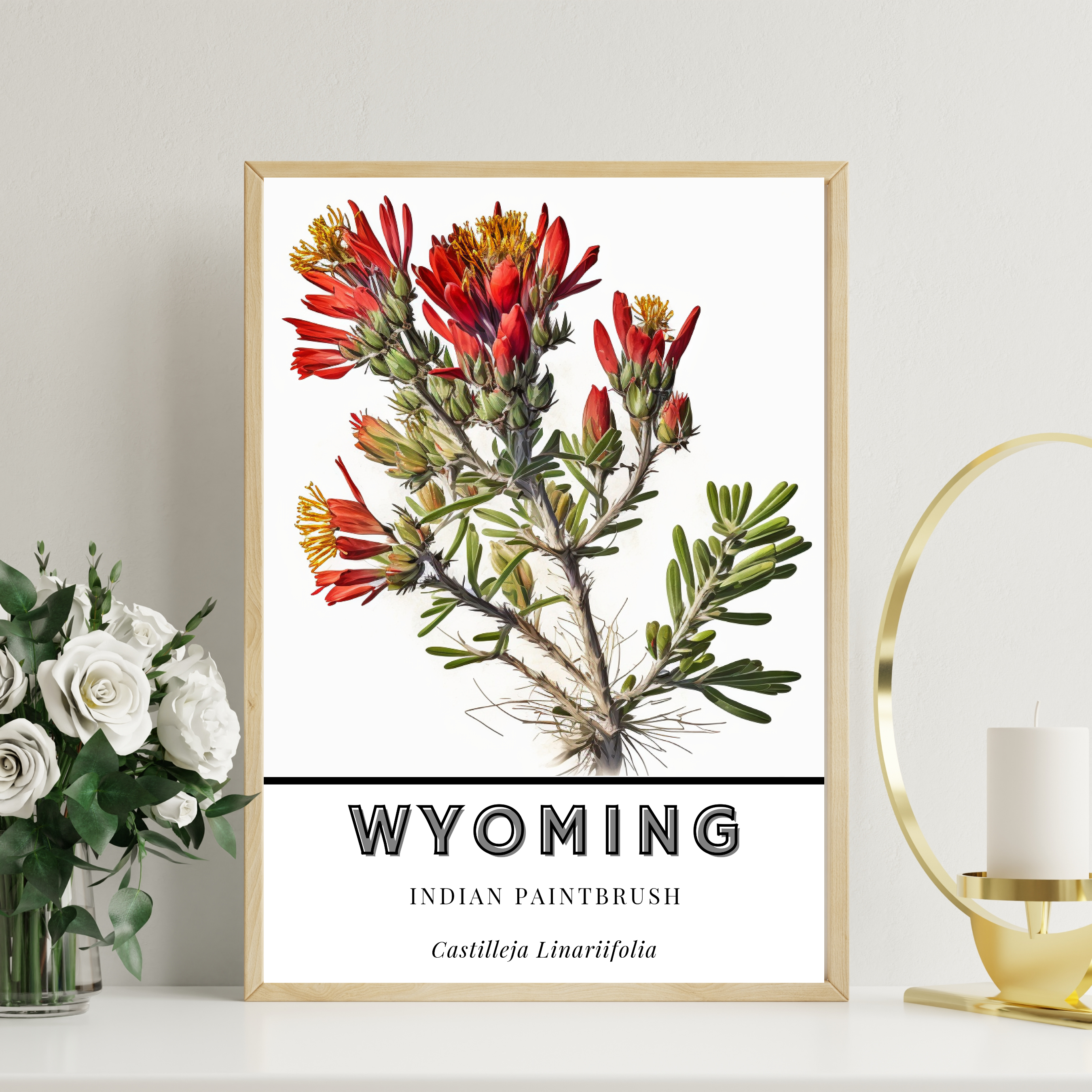 Wyoming State Flower Poster - Indian Paintbrush Print