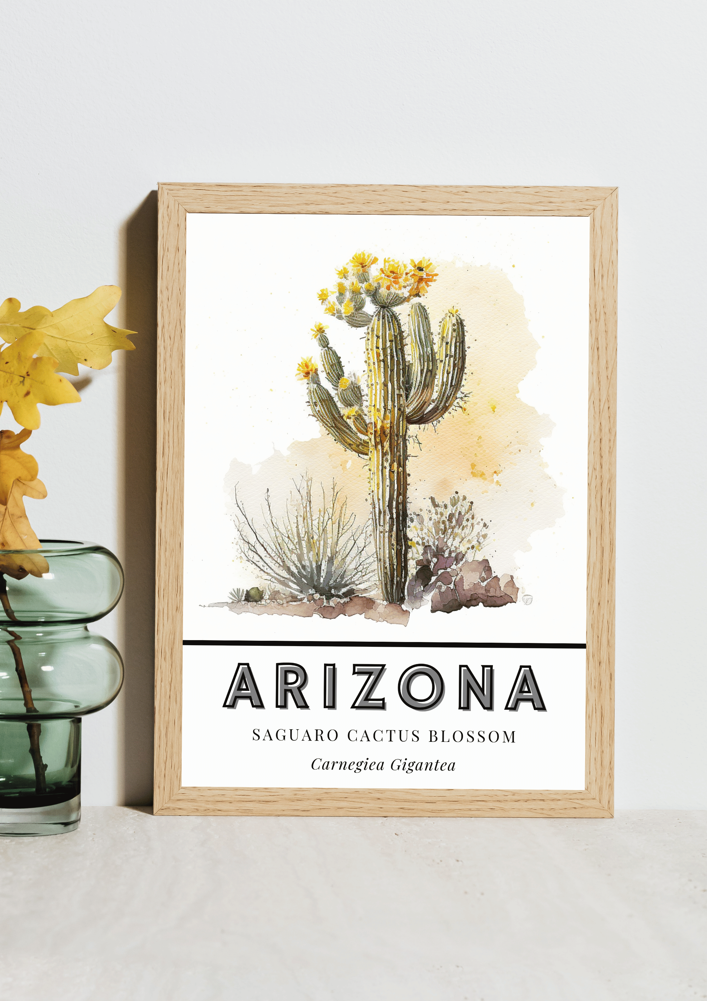 Arizona State Flower Poster - Saguaro Cactus Blossom Print