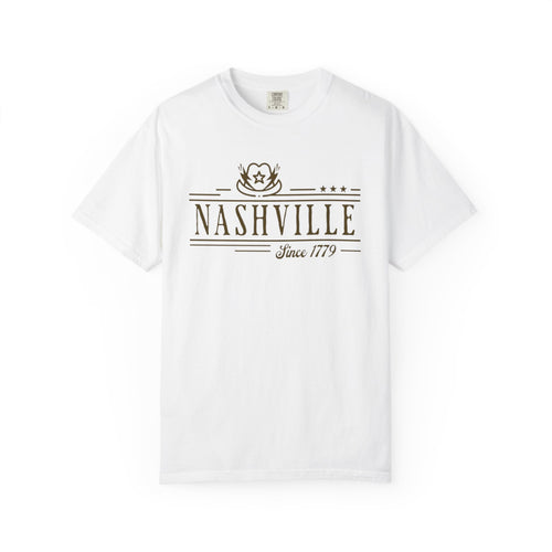 Nashville Tennessee Cowboy Hat Minimalist Music City Tee