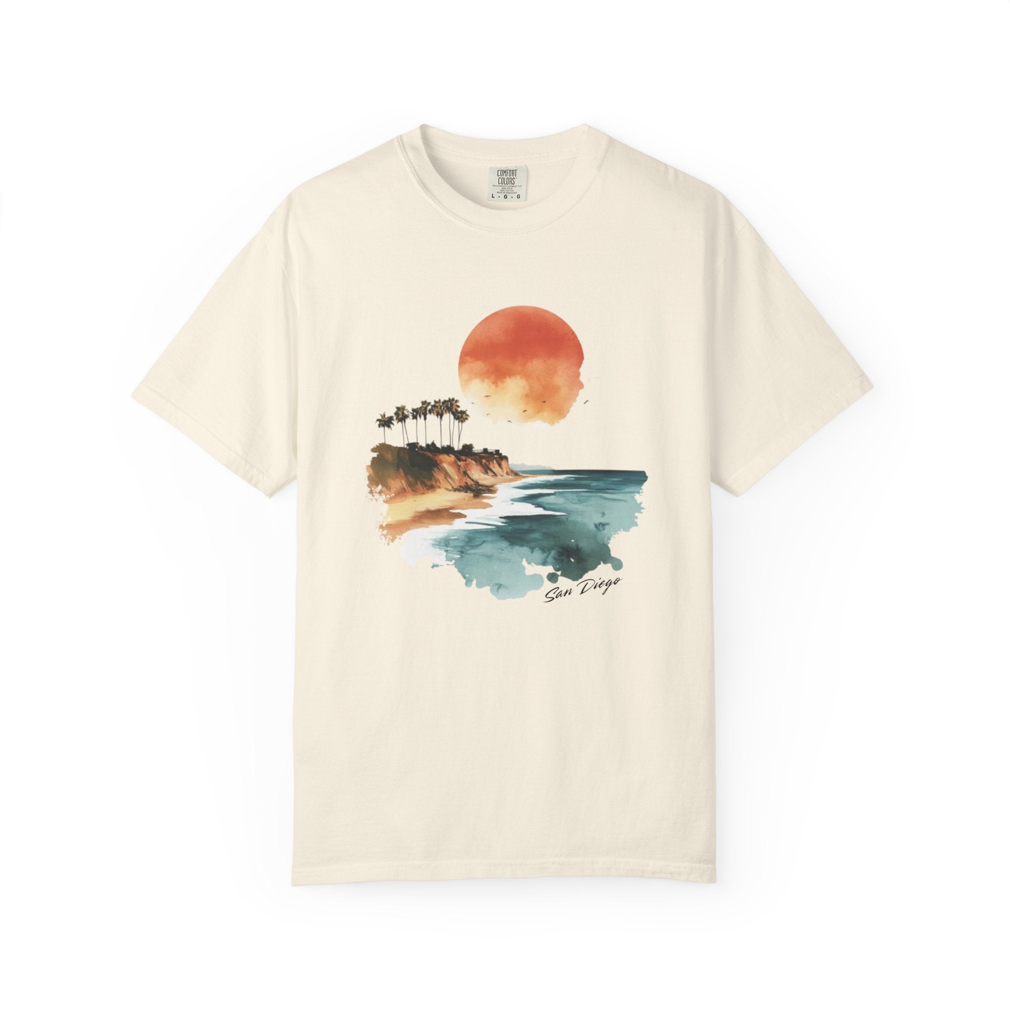 San Diego Sunset Cliffside Watercolor Tee