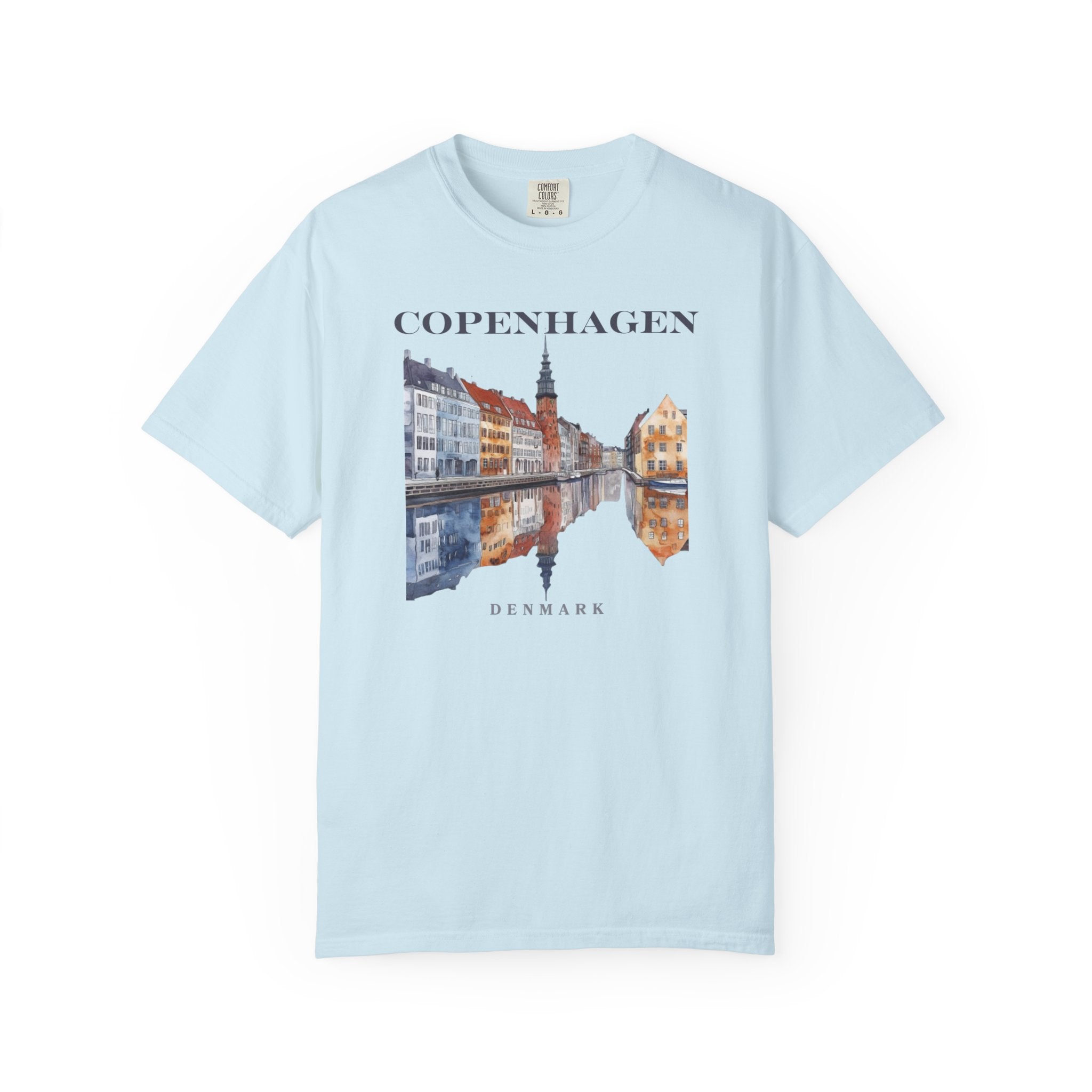 Copenhagen Denmark Riverfront Canal Colorful Tee