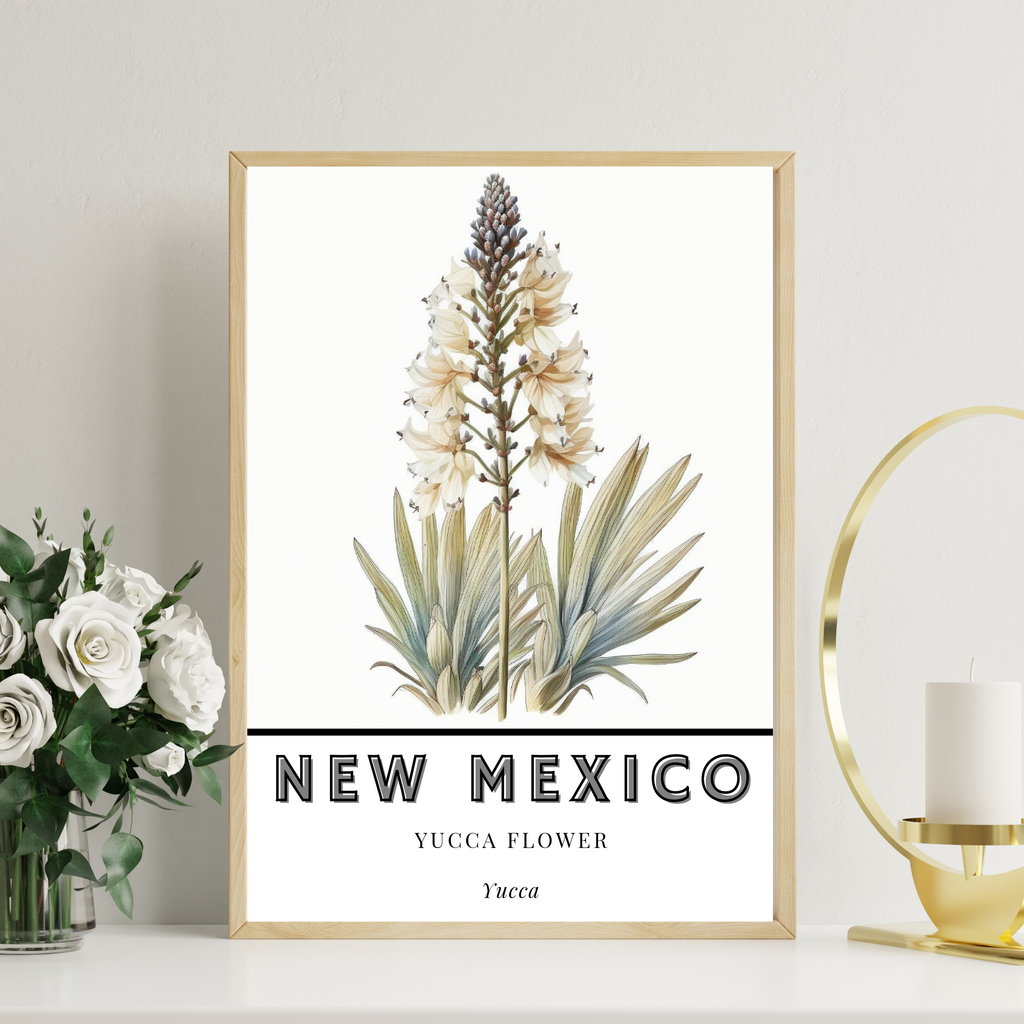 New Mexico State Flower Poster - Yucca Flower Print