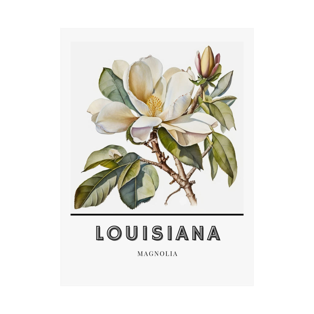 Louisiana State Flower Poster - Magnolia Watercolor Print