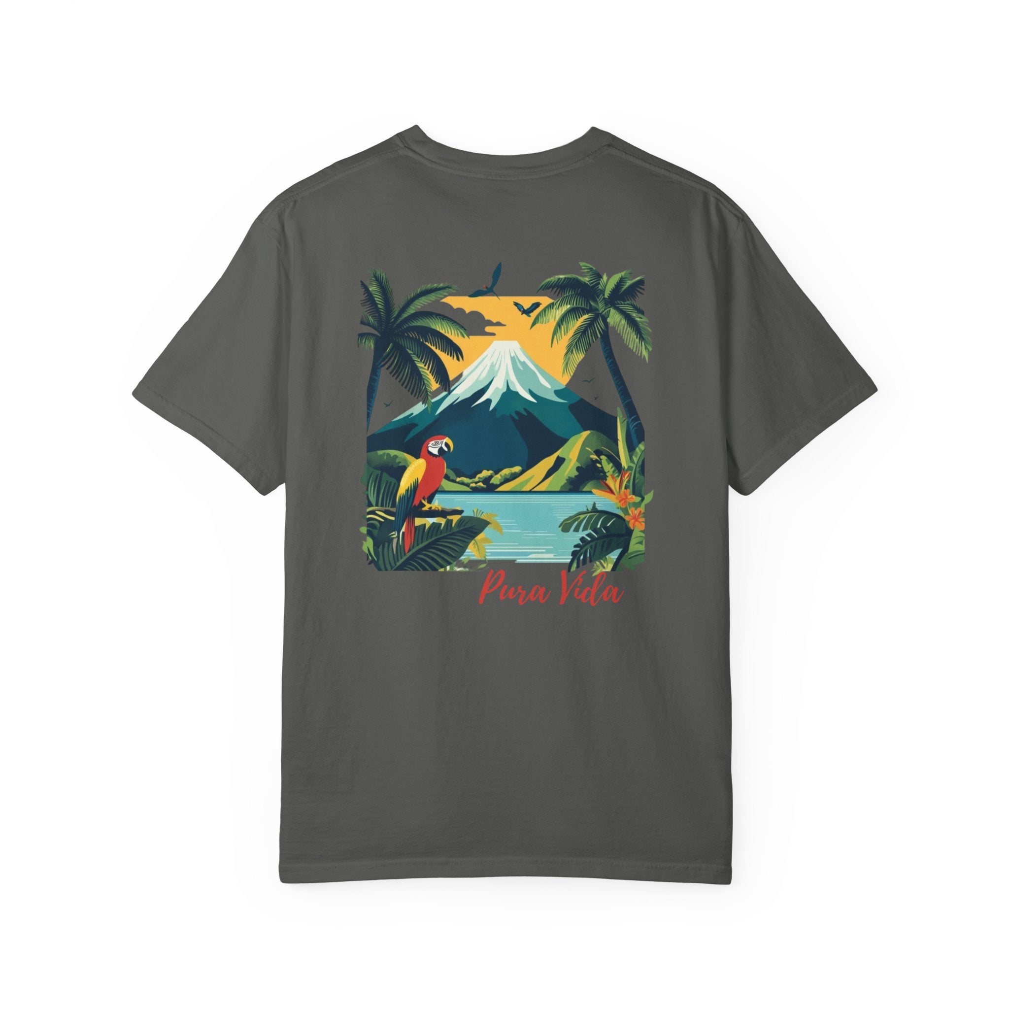 Costa Rica Volcano Jungle Macaw Graphic Tee