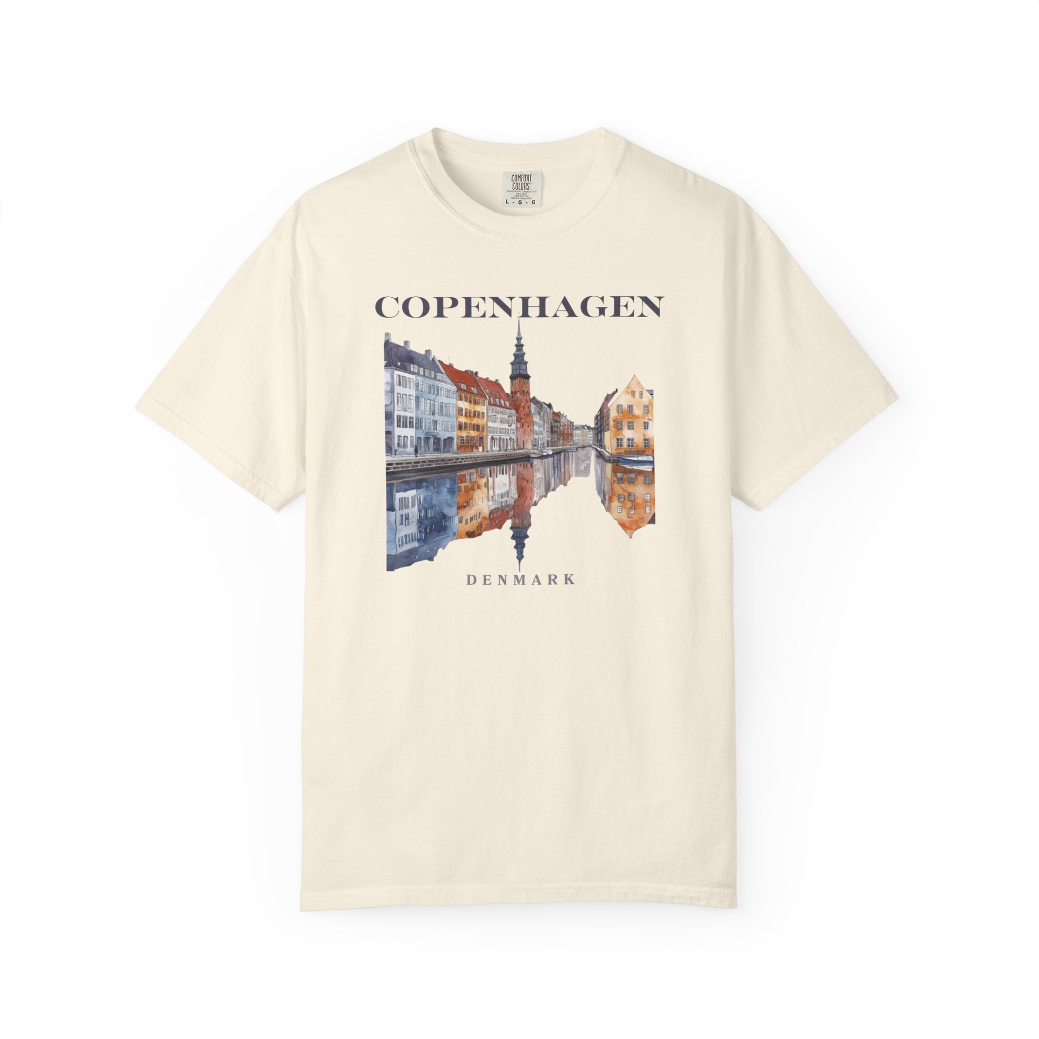 Copenhagen Denmark Riverfront Canal Colorful Tee