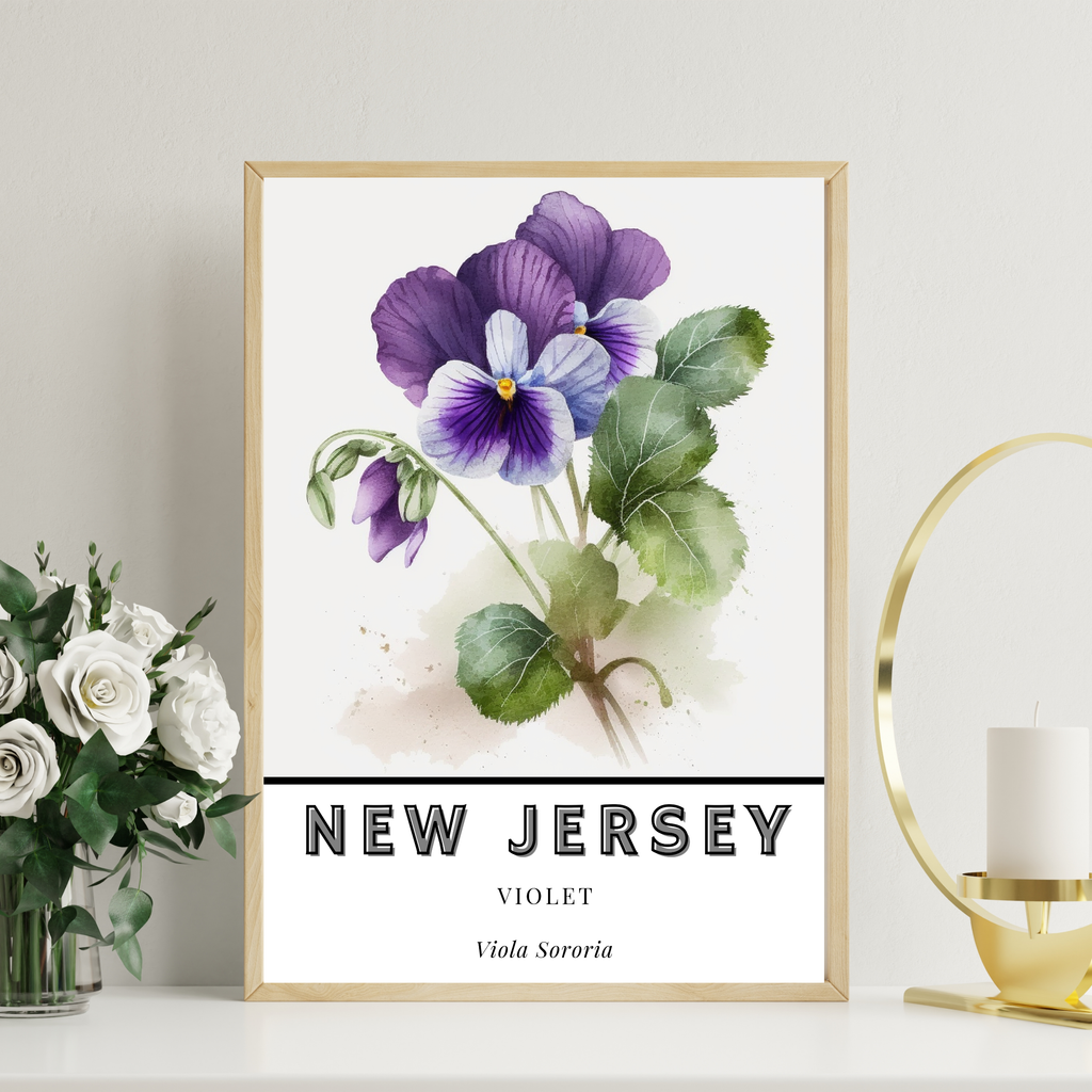 New Jersey State Flower Poster - Violet Botanical Print