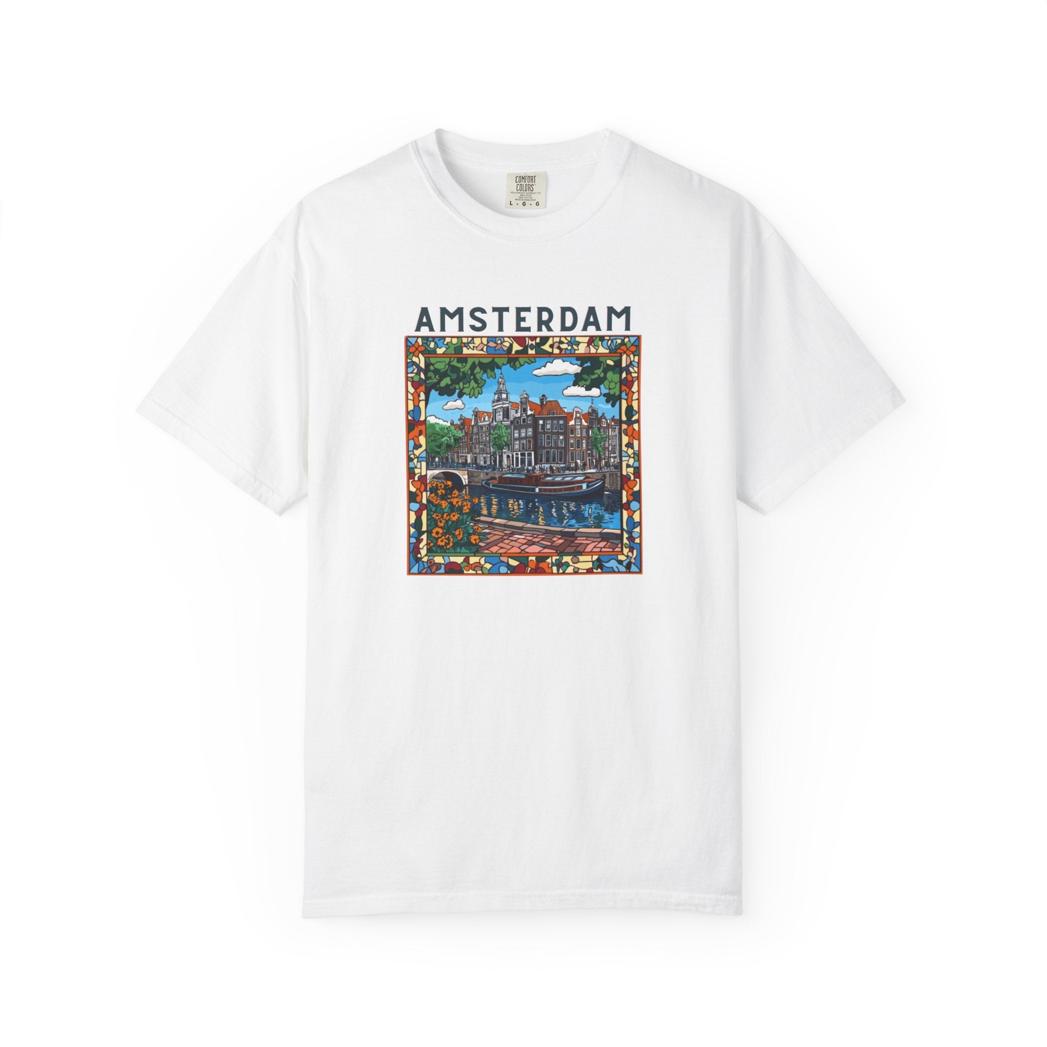 Amsterdam Netherlands Canal Houses Tile Border Tee