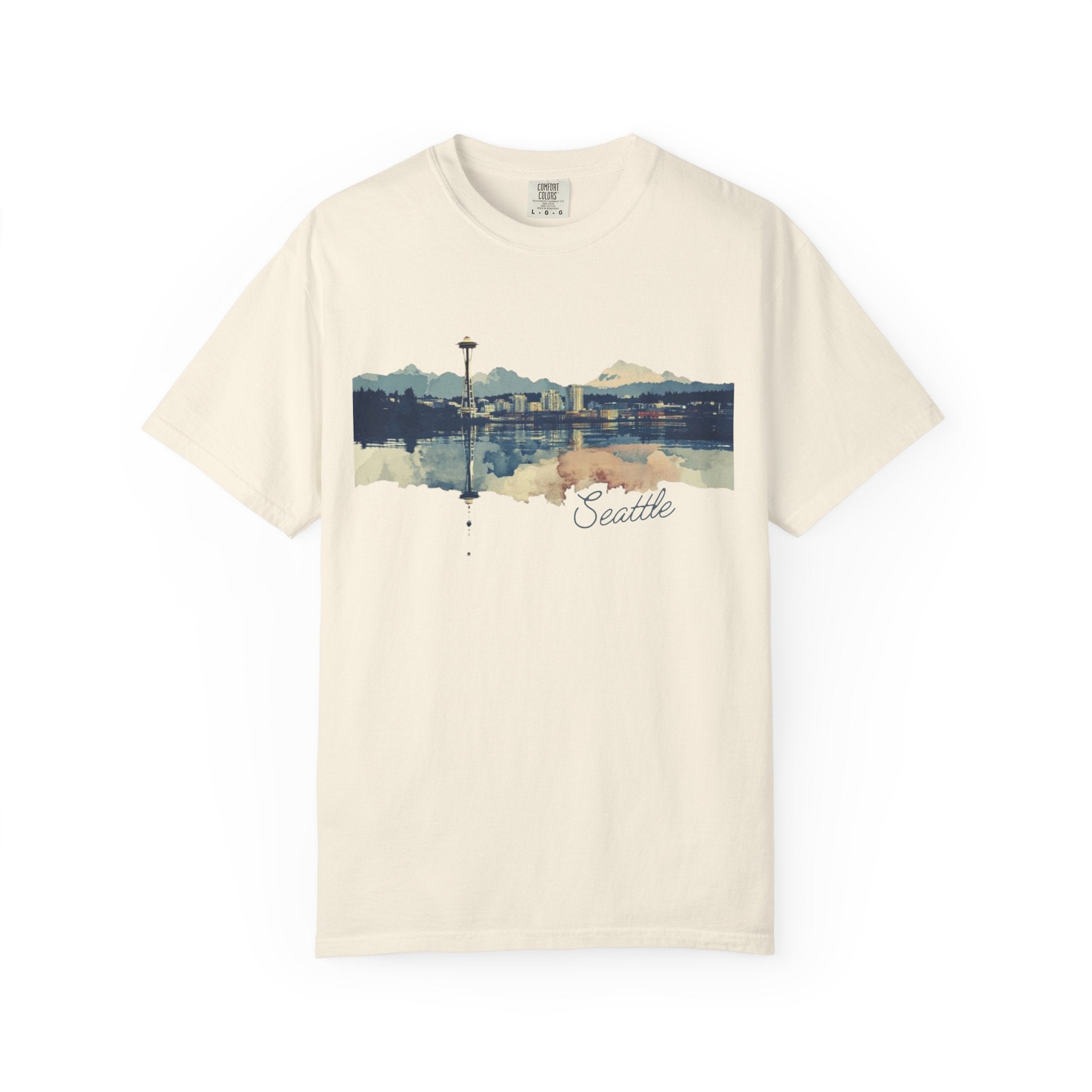 Seattle Cityscape Mountain Waterfront Tee