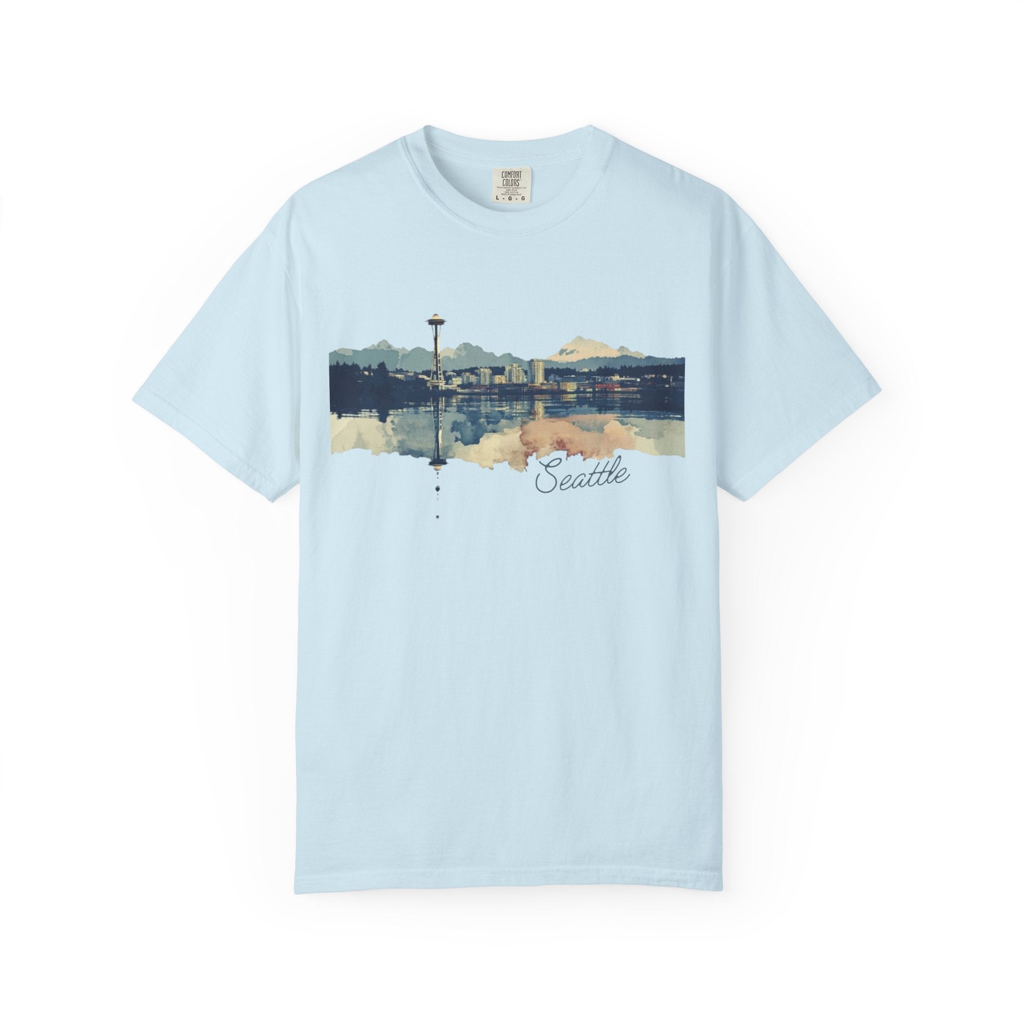 Seattle Cityscape Mountain Waterfront Tee