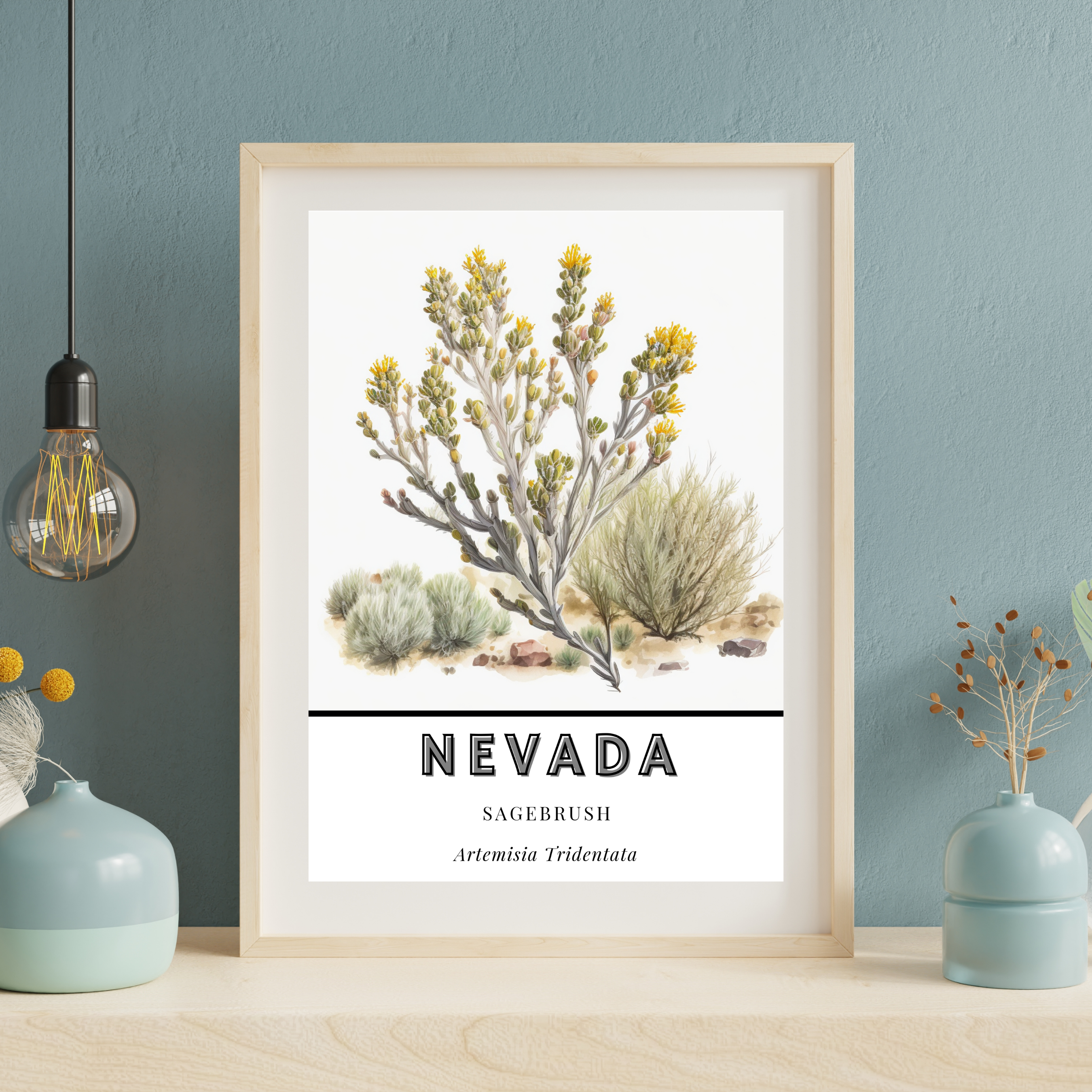 Nevada State Flower Poster - Sagebrush Botanical Print