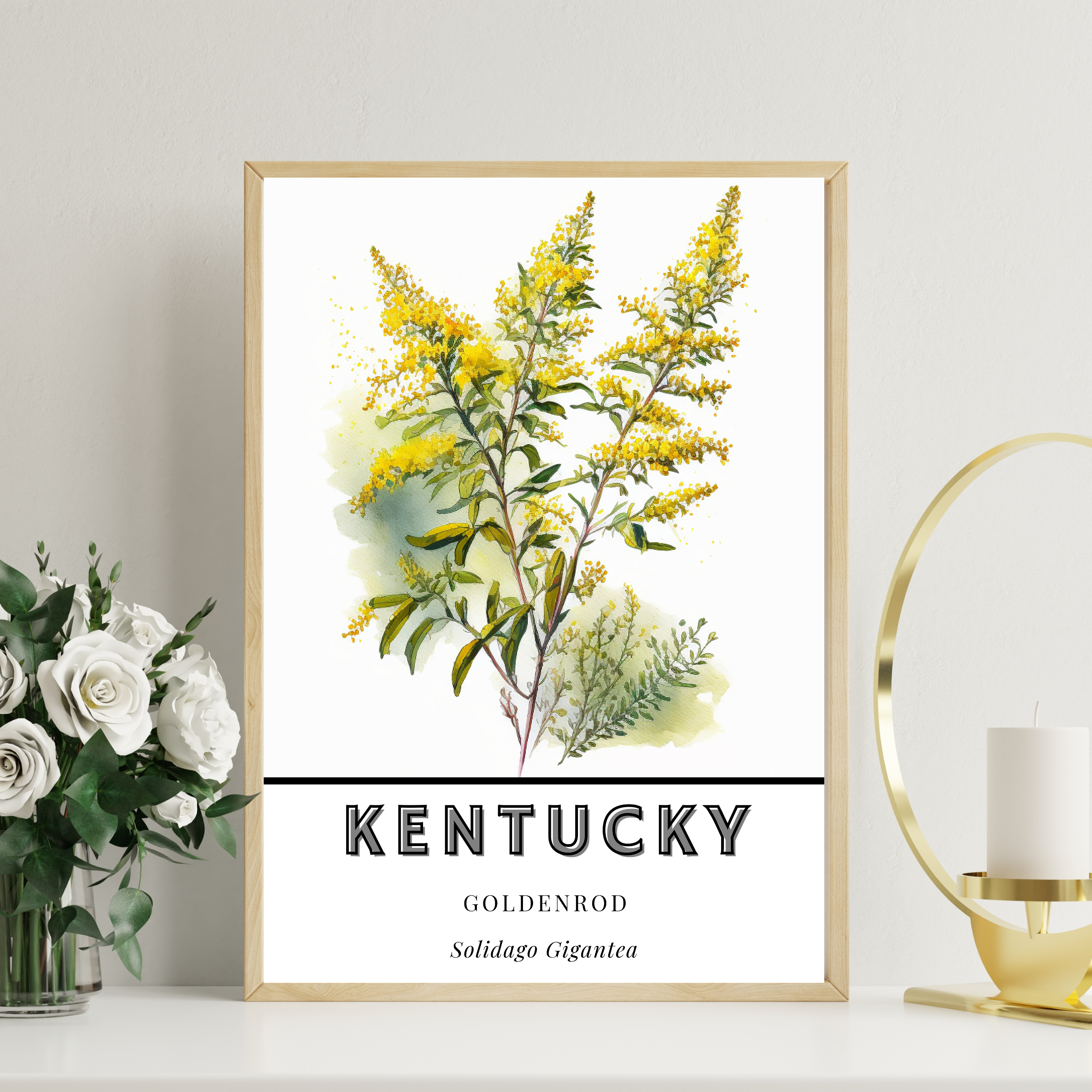 Kentucky State Flower Poster - Goldenrod Botanical Print