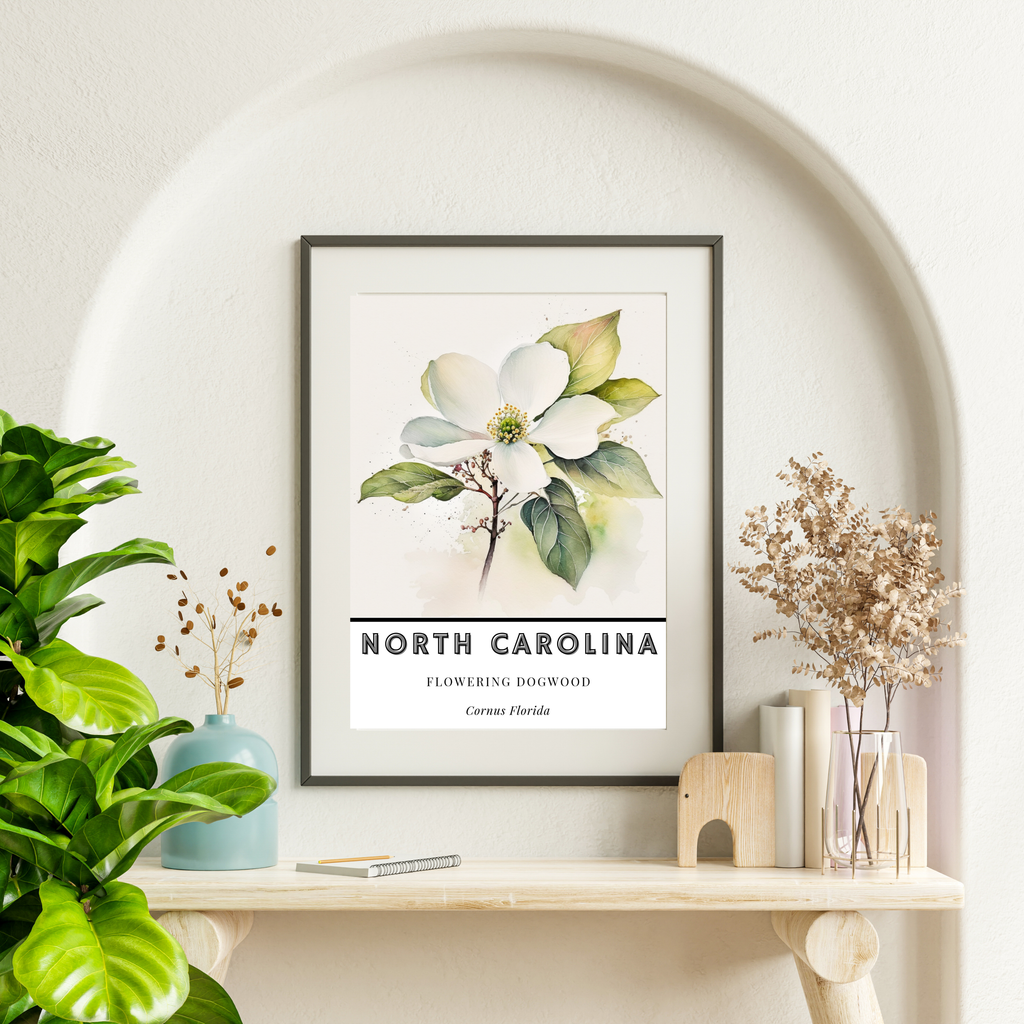 North Carolina State Flower Poster - Dogwood Print