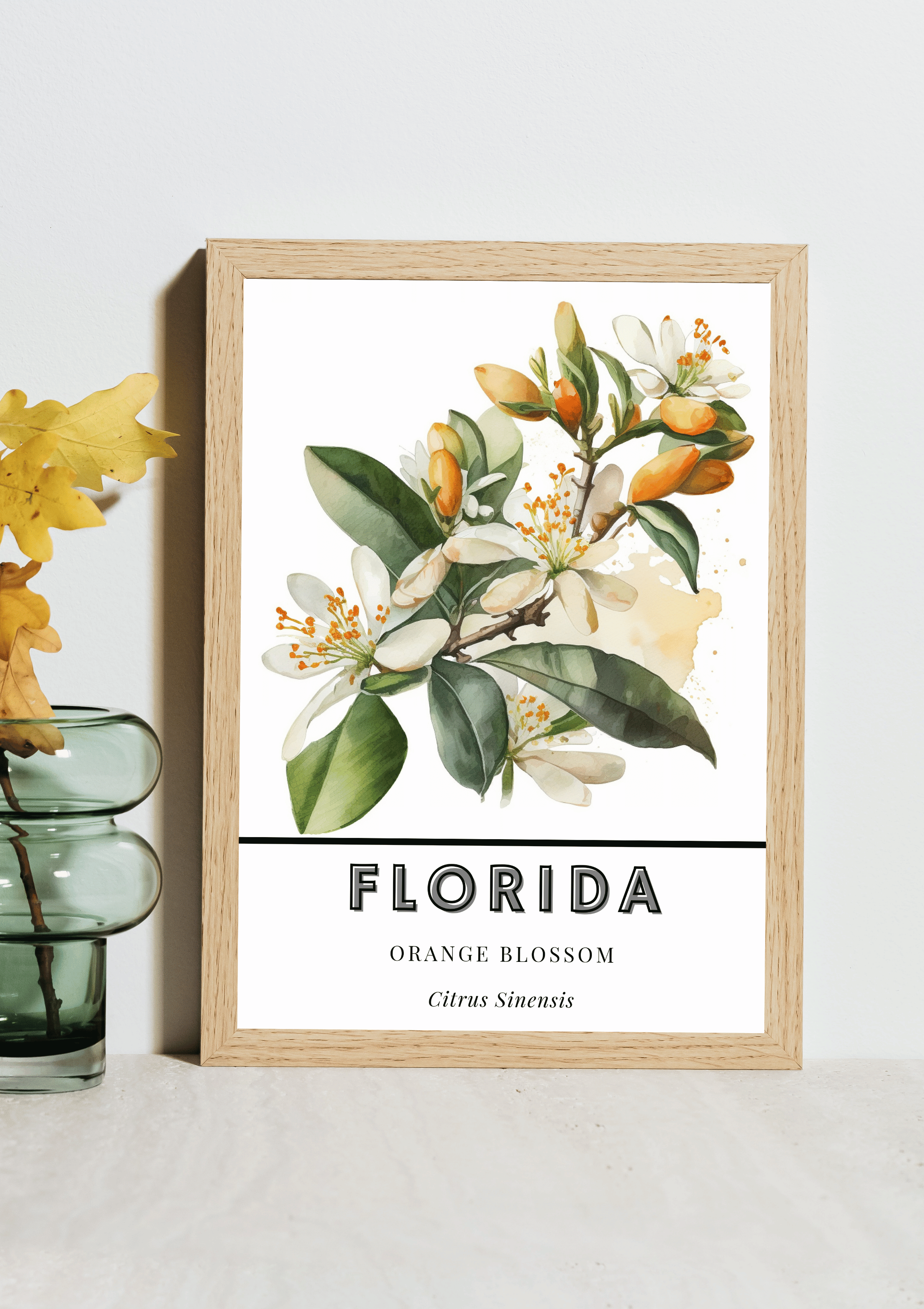 Florida State Flower Poster - Orange Blossom Watercolor Print