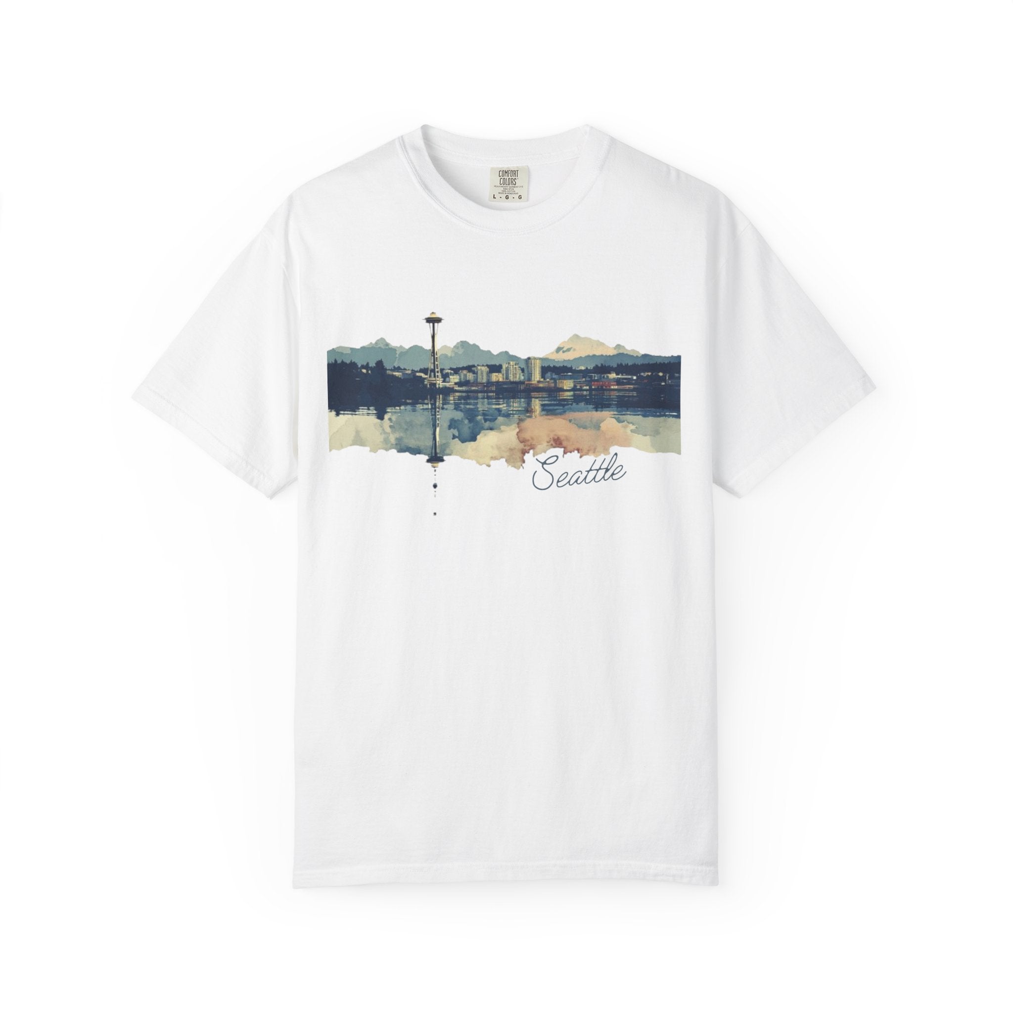 Seattle Cityscape Mountain Waterfront Tee