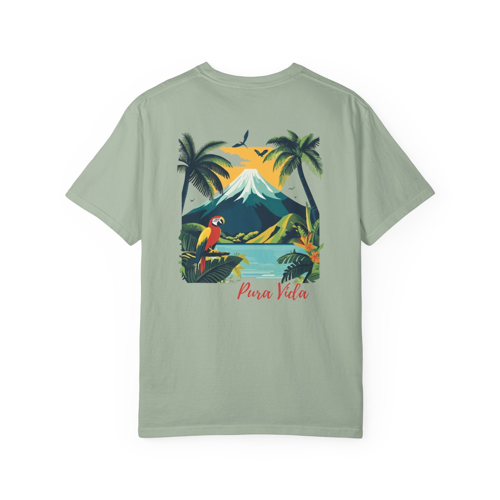 Costa Rica Volcano Jungle Macaw Graphic Tee