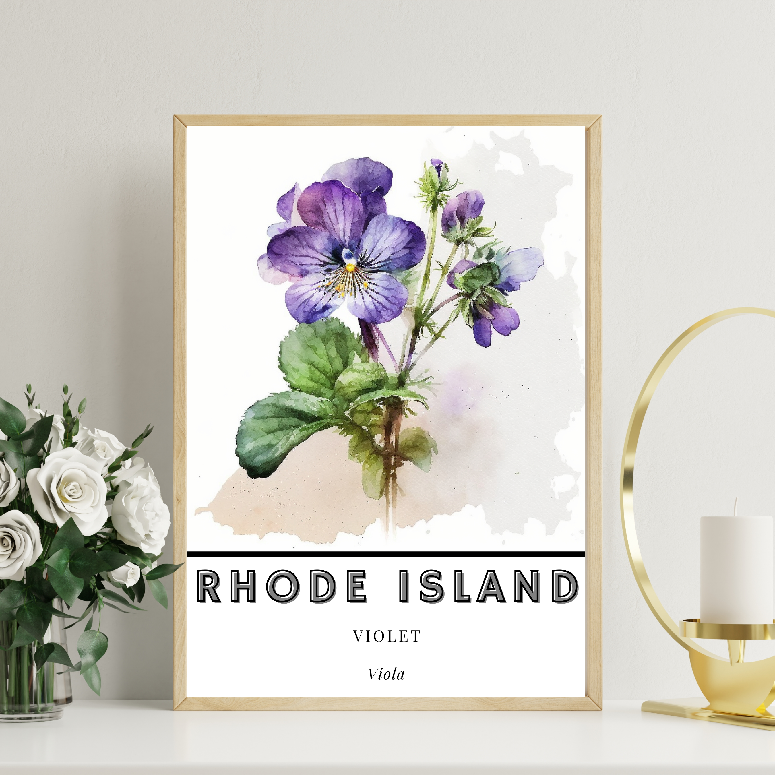 Rhode Island State Flower Poster - Violet Print