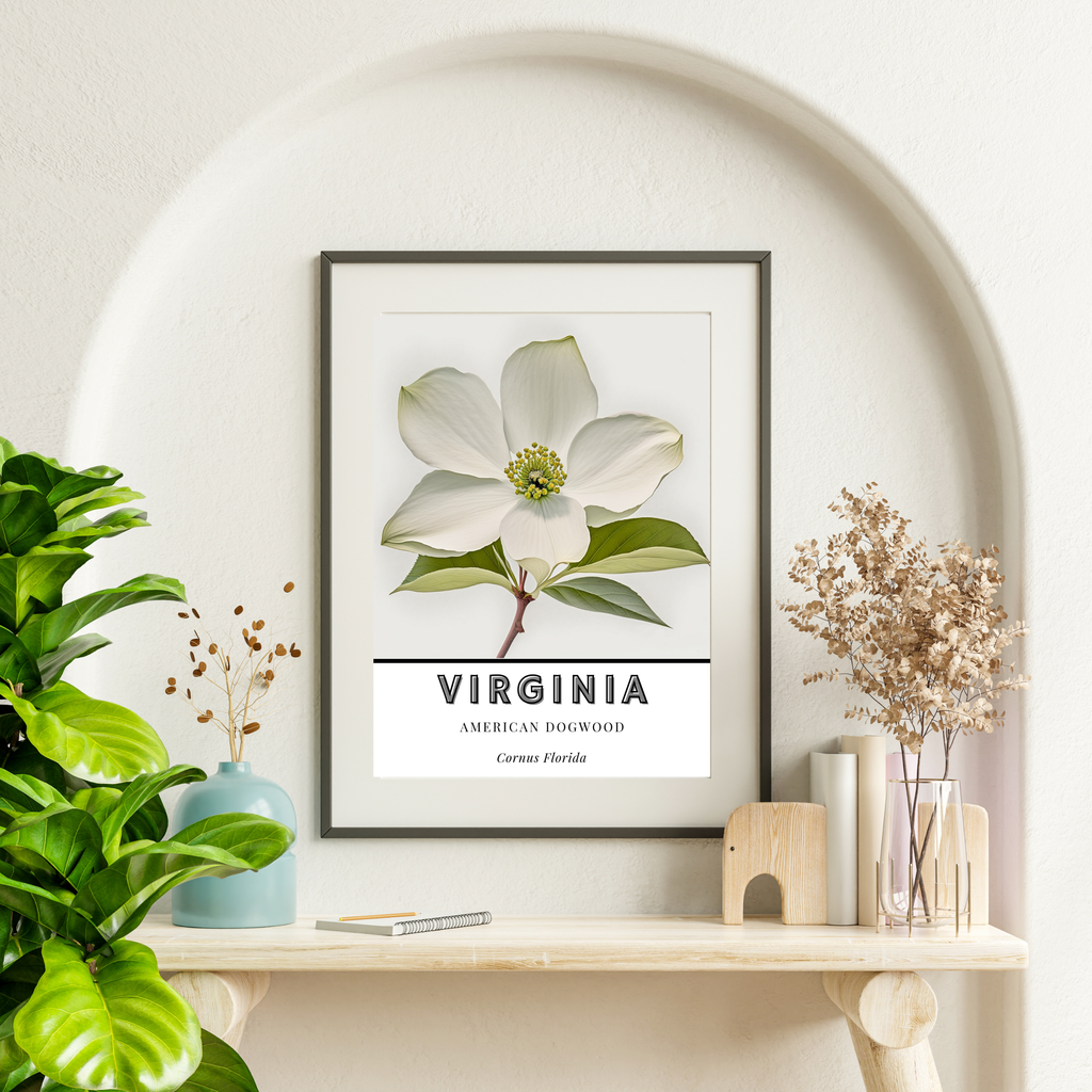 Virginia State Flower Poster - Dogwood Watercolor Print