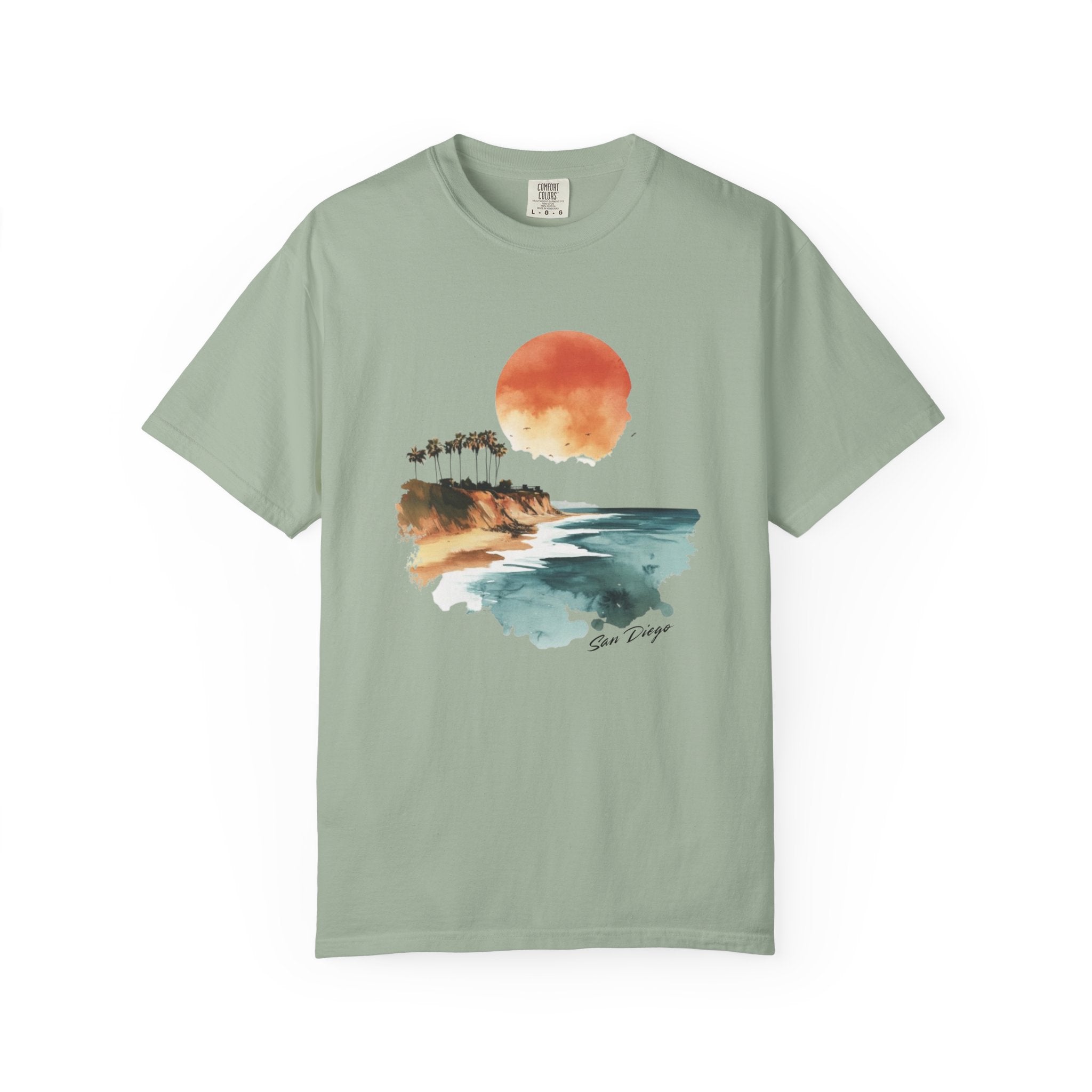 San Diego Sunset Cliffside Watercolor Tee