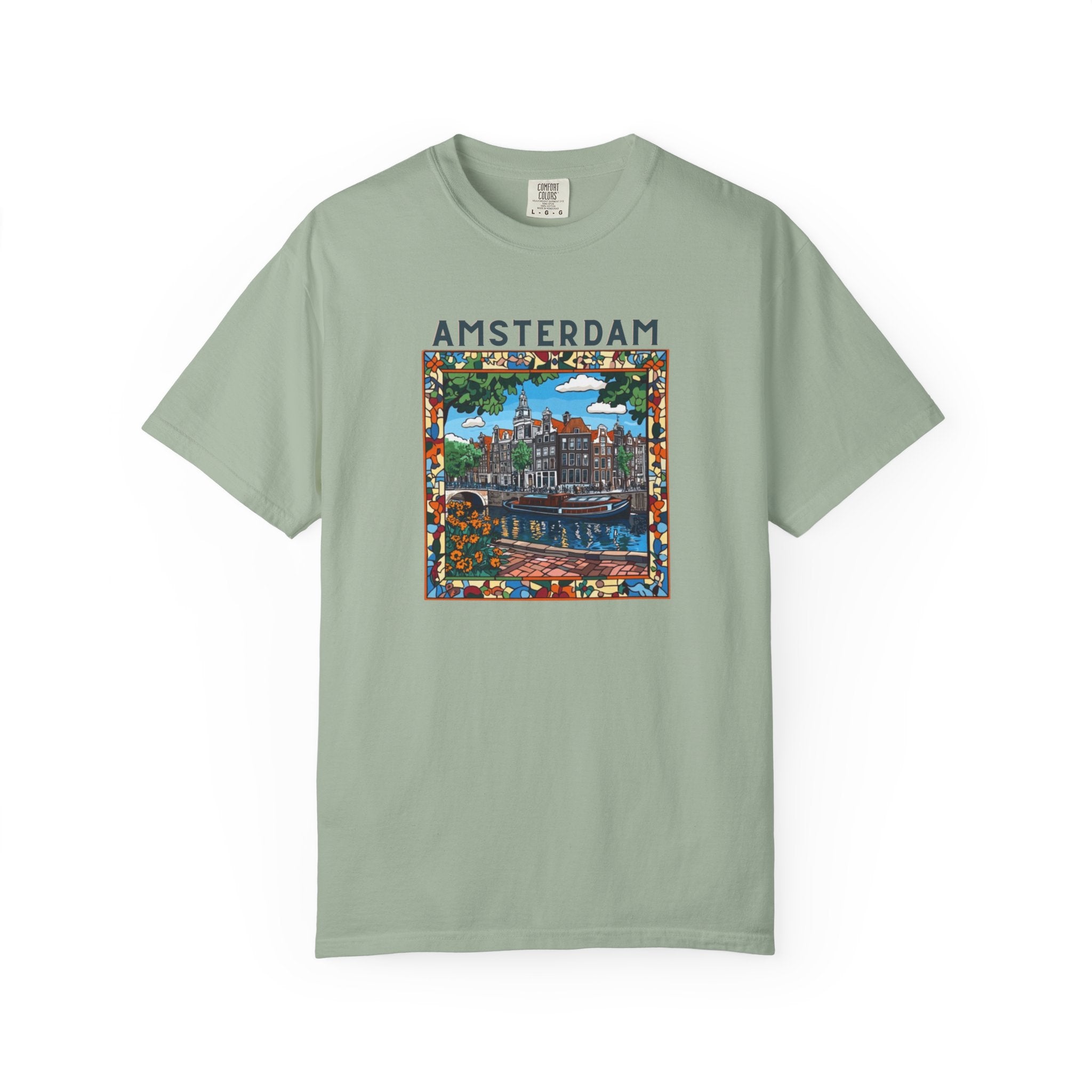 Amsterdam Netherlands Canal Houses Tile Border Tee